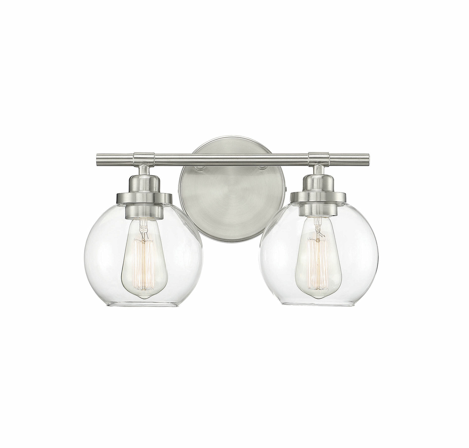 Carson Satin Nickel 2-Light Vanity with Clear Glass Shades