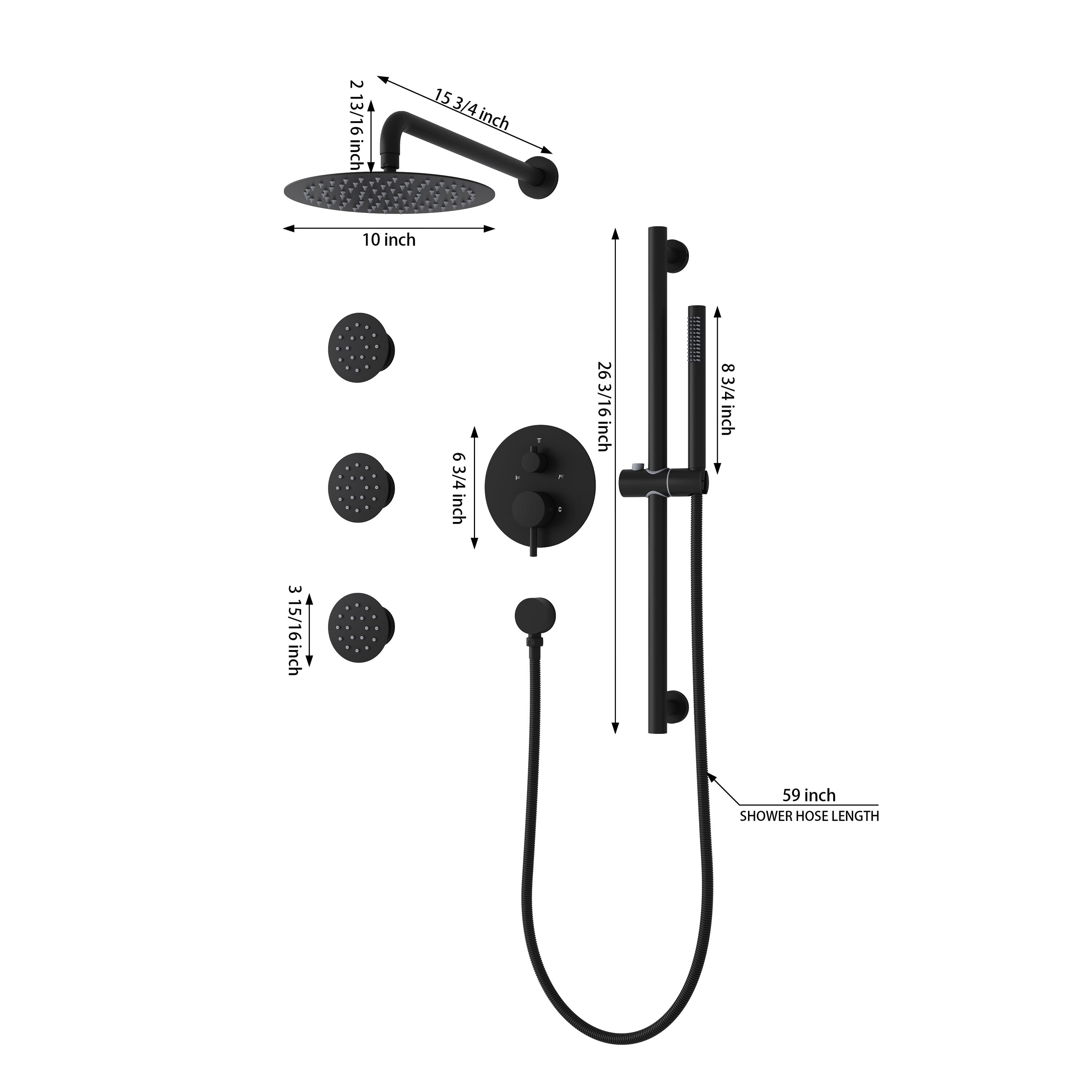 WELLFOR CR-P-S10-2W04BN Showerhead-Bar-Panels - View #9