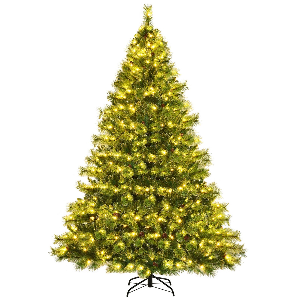 WELLFOR CM-HJY-23499US 8-Feet Pre-lit Artificial Christmas Tree with White LED Lights