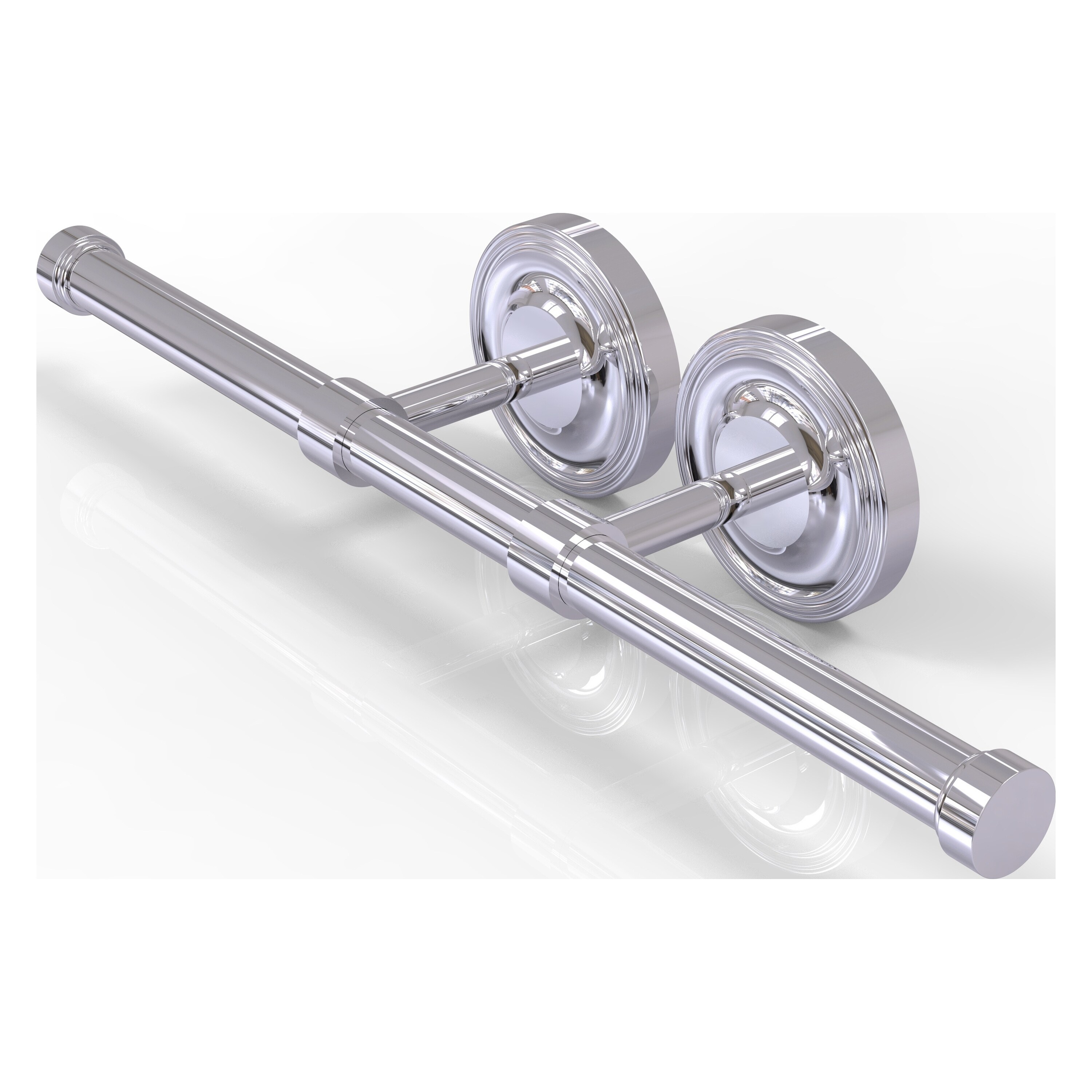 Allied Brass PR-24-2-PC Prestige Regal Polished Chrome Wall mount Double post Toilet Paper Holder 2 -Rolls with Storage