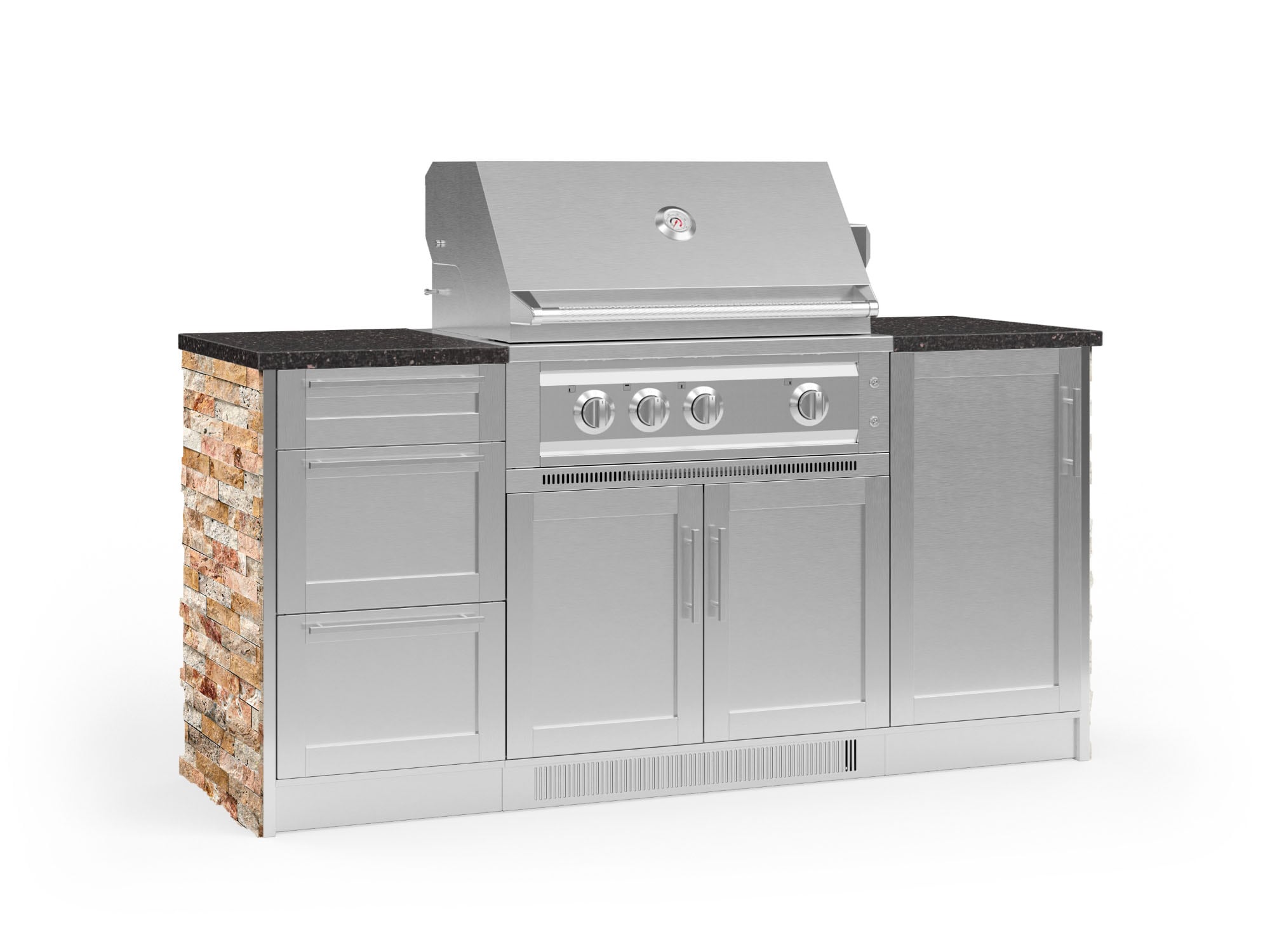 NewAge Products 68202 Signature Series Cabinets Platinum Grill 8 -Piece 72.16-in W x 25.5-in D x 51-in H Modular Outdoor Kitchen Set 4 Burners