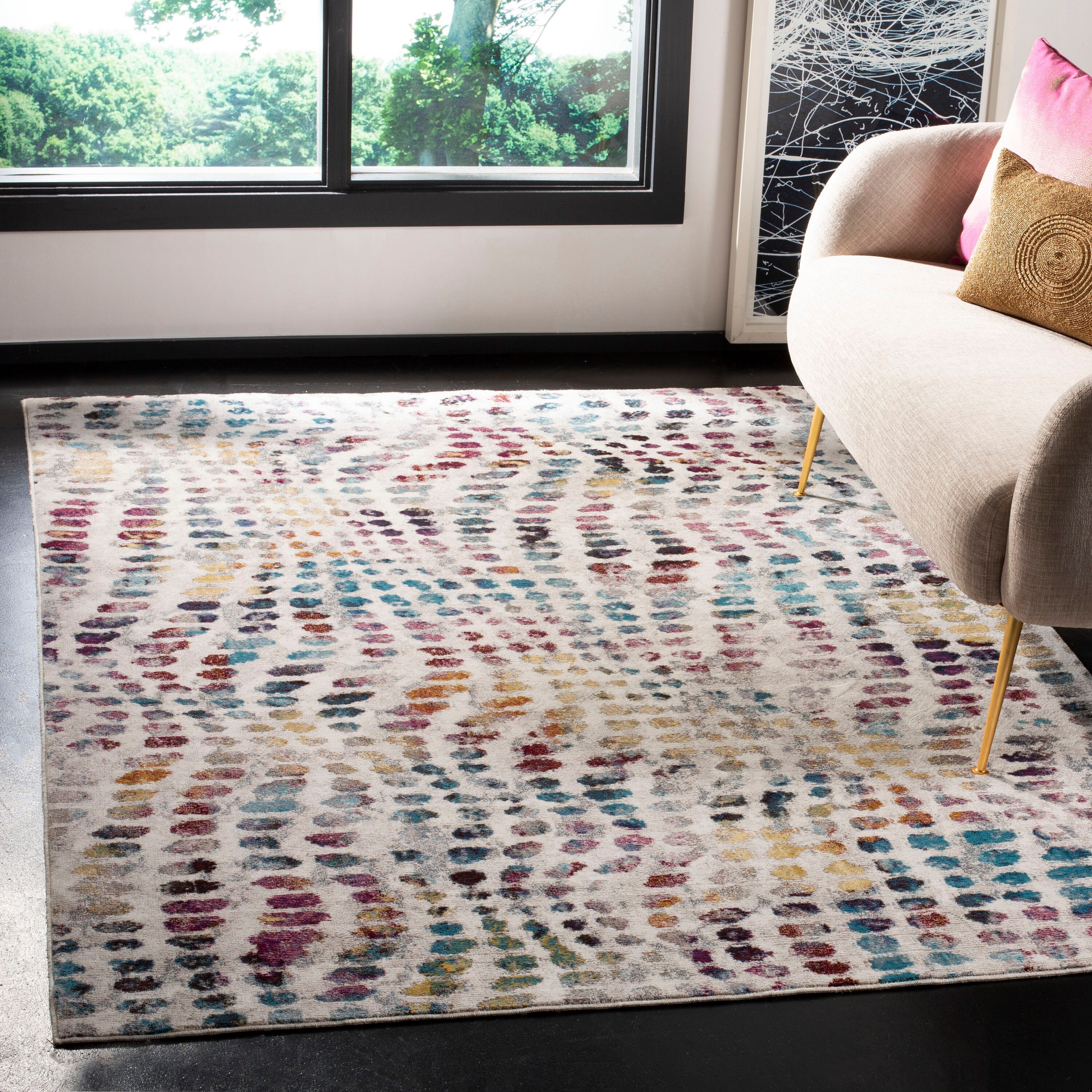 Safavieh ARA121S-4 Aria Morra 4 x 6 (ft) Loomed Polypropylene Cream/Wine Rectangular Indoor Animal print Area rug
