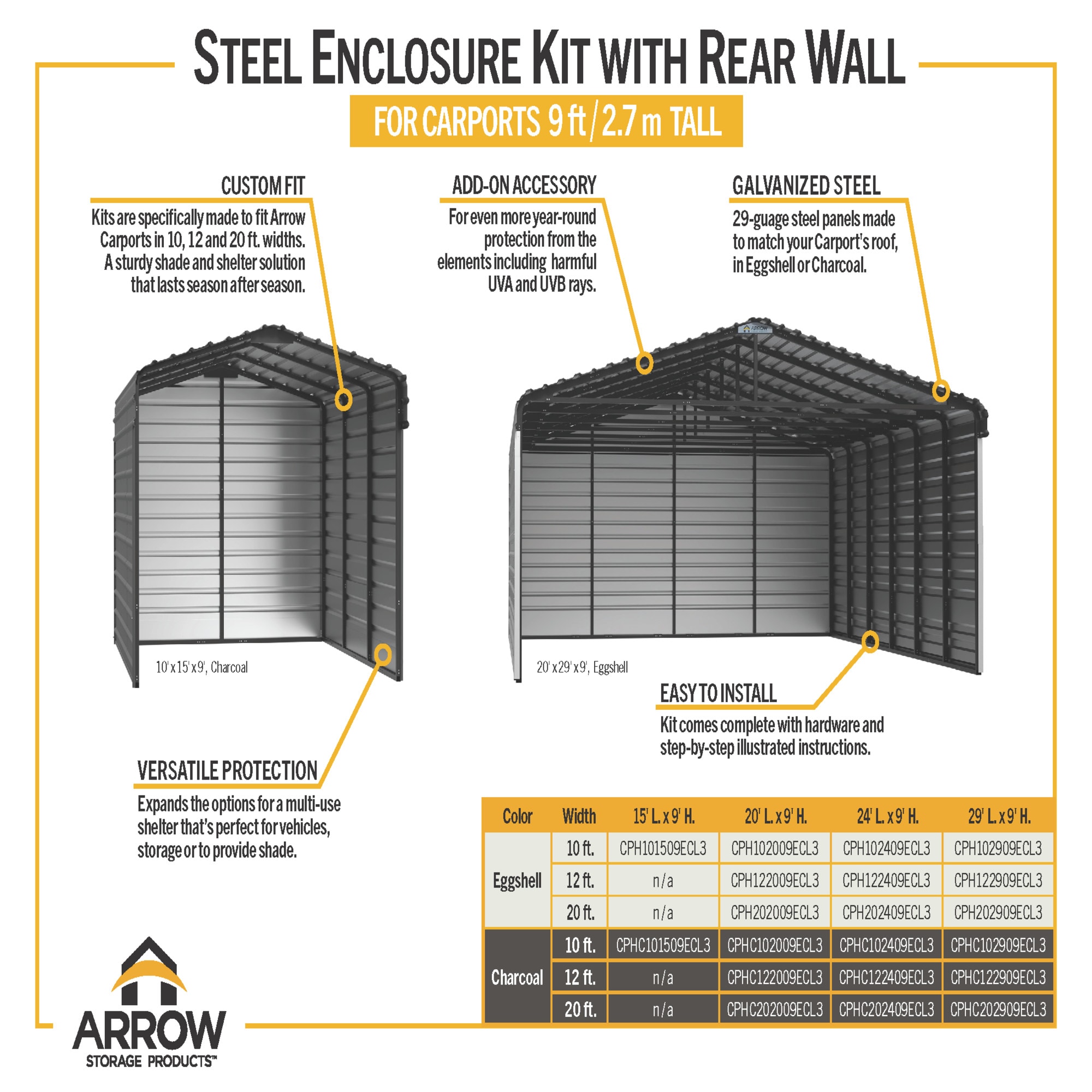 Arrow CPHC101509ECL3 Carport-Covers - View #11