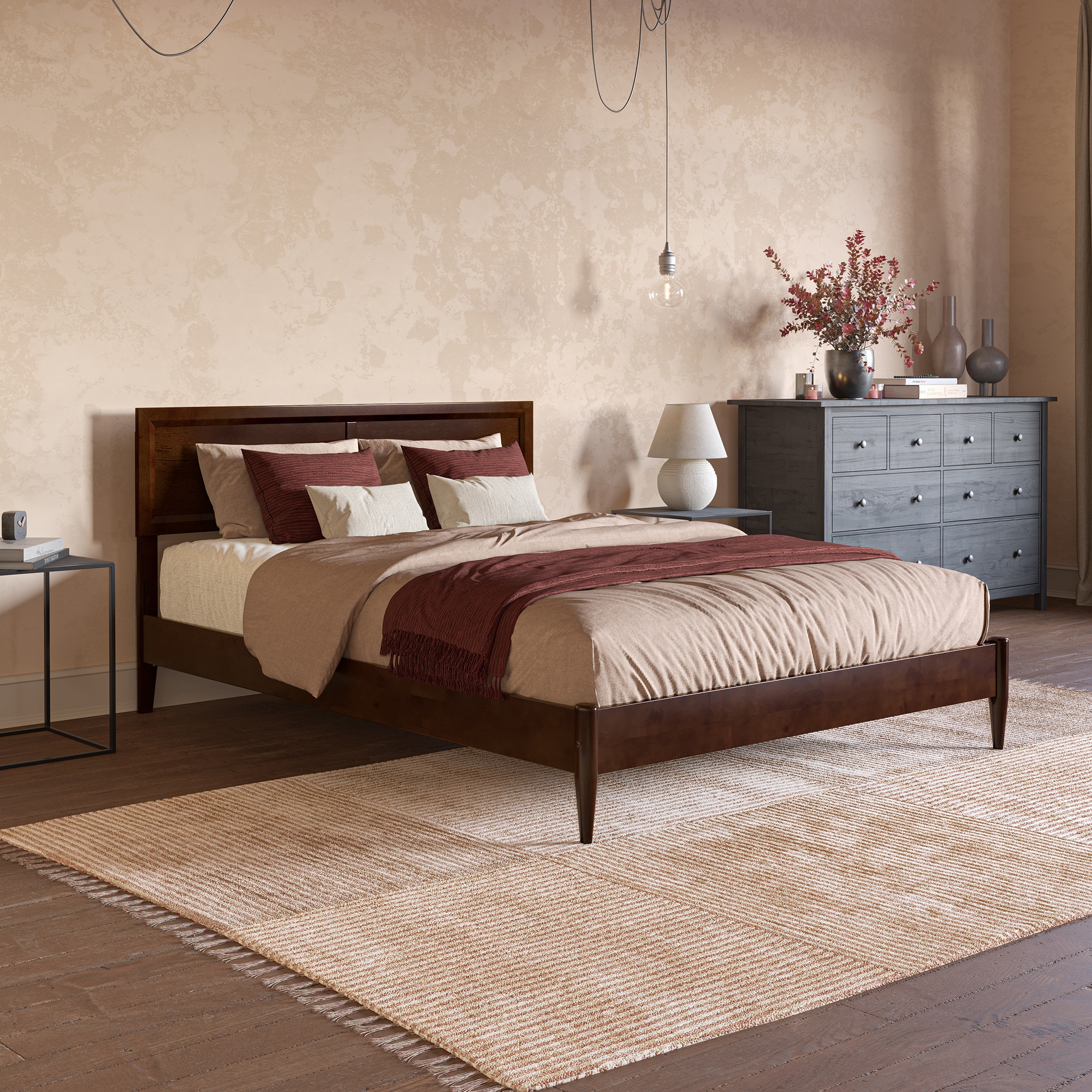 AFI AR8478044 Sophia Walnut Queen Wood Low-profile Bed