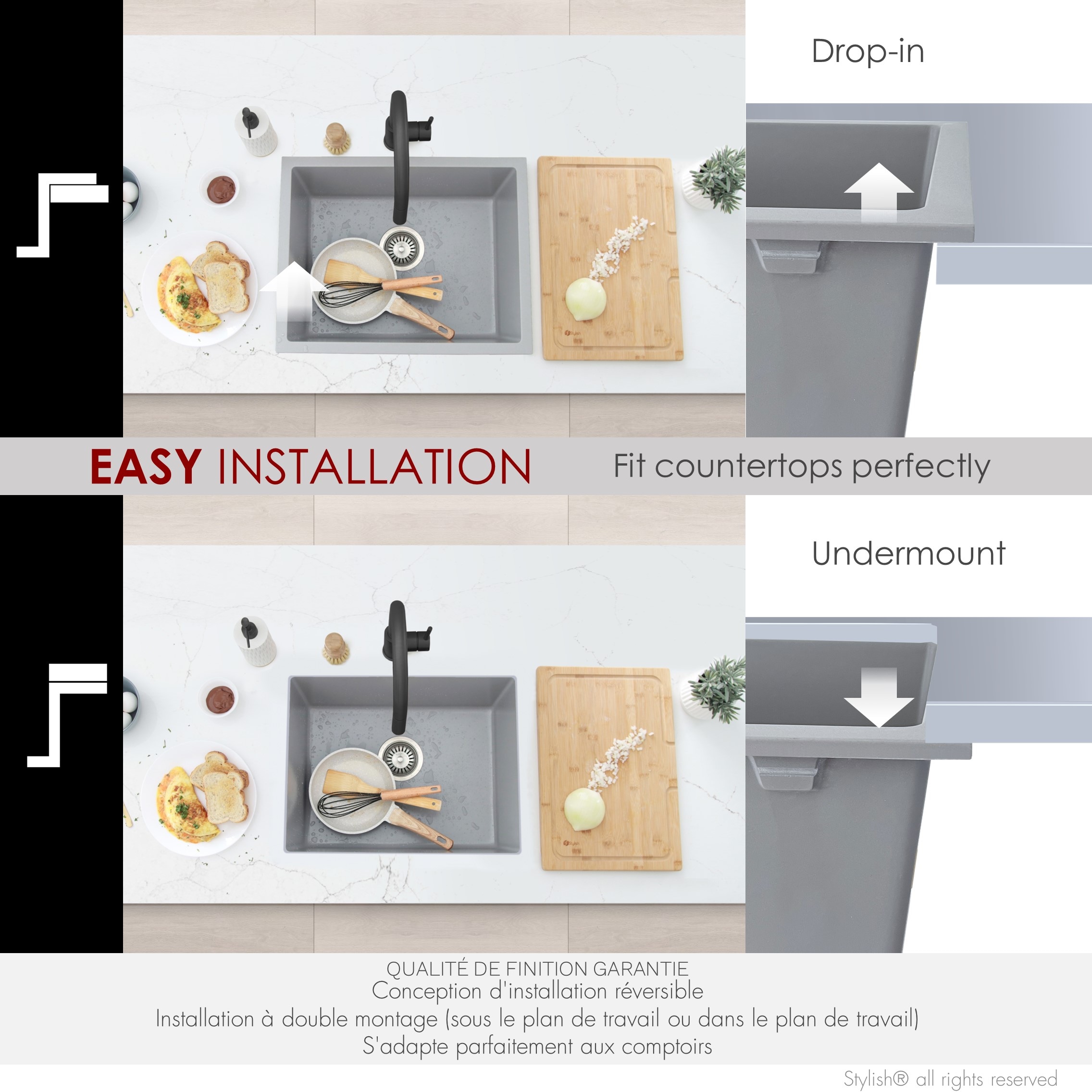 Stylish S-822L1 Kitchen-Sinks - View #6