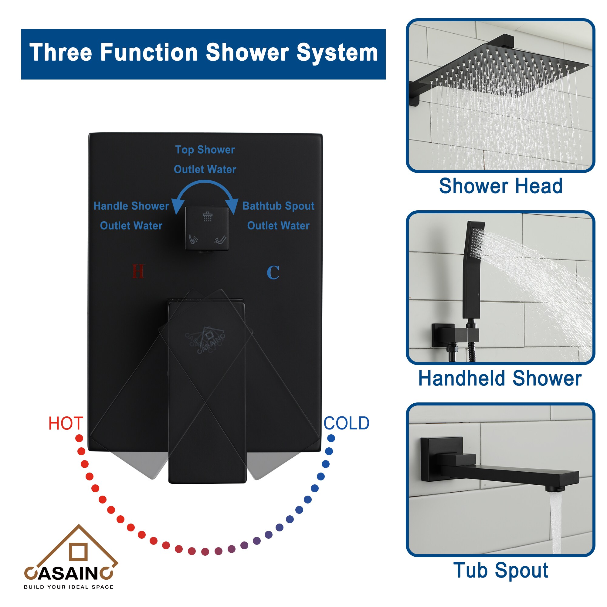 CASAINC WF-DBW93102H-10 Showerhead-Bar-Panels - View #10
