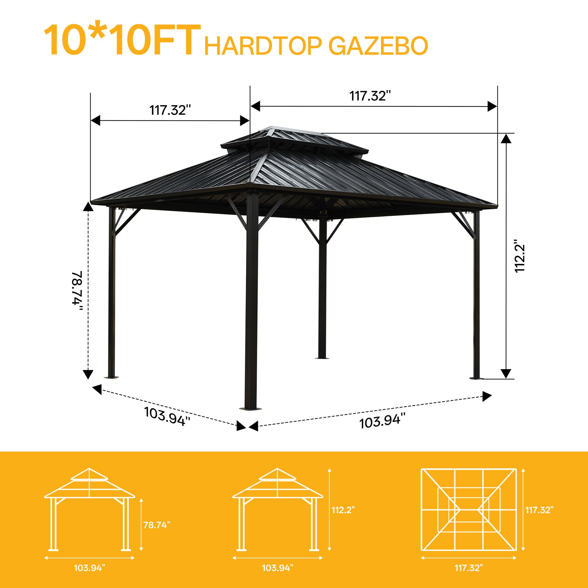 SINOFURN SYE350005GY Wood-Resin-Gazebos - View #4