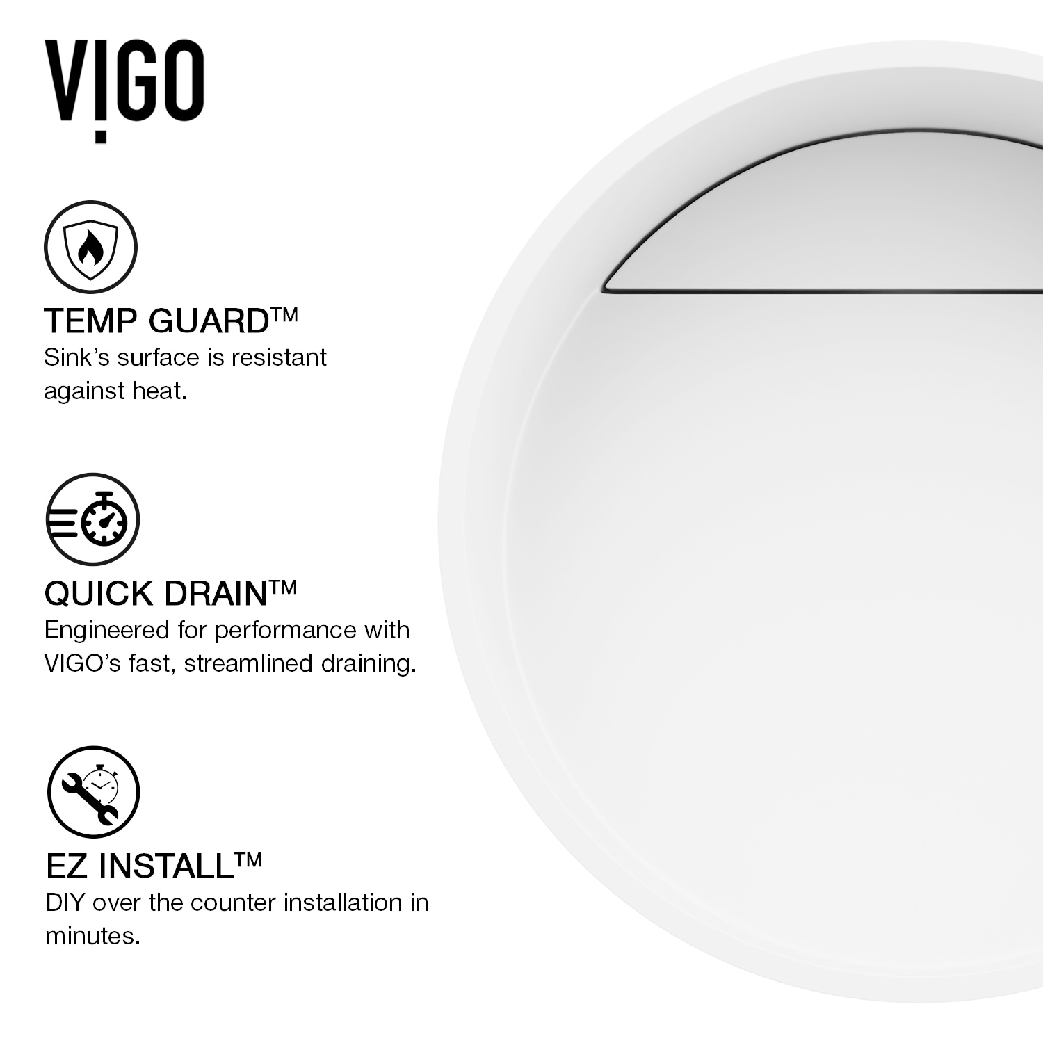 Matte White Round Stone Above-Counter Vessel Sink, 15-inch