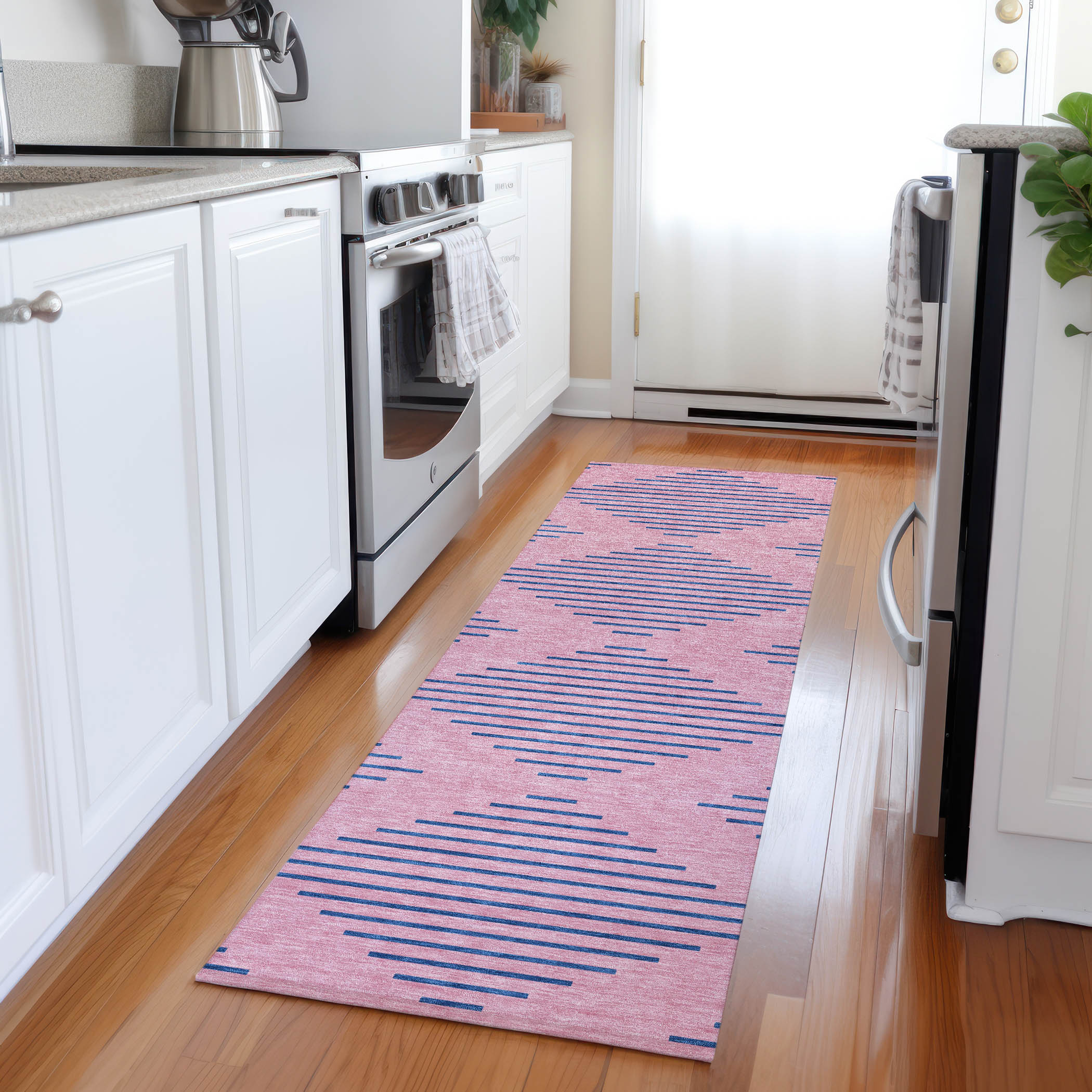 Addison Rugs ACN1017PI2X8 Chantille ACN1017PI 2 x 7 (ft) Polyester Pink Rectangular Indoor/Outdoor Geometric Machine washable Runner rug