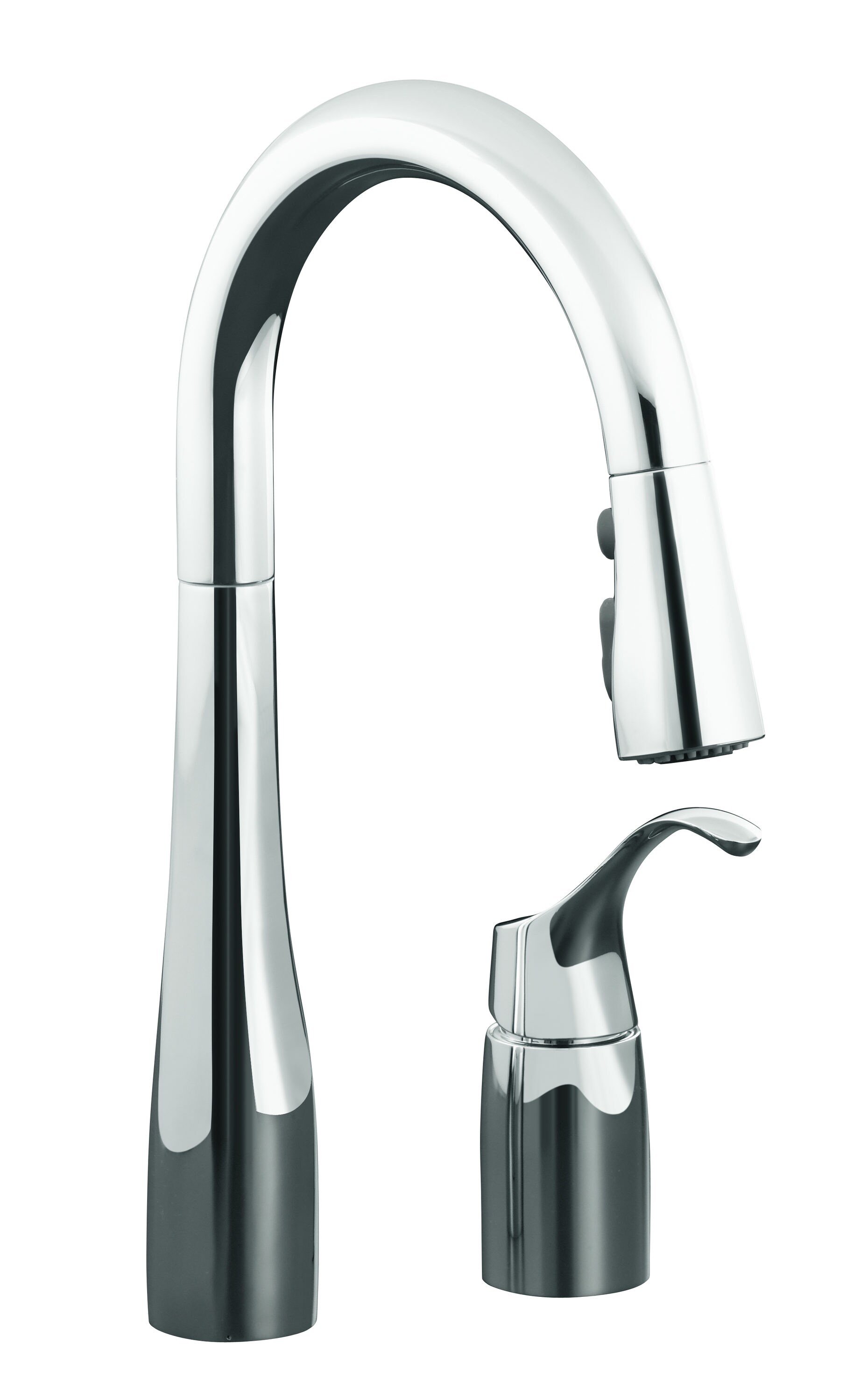 Kohler Simplice Polished Chrome 1 Handle Deck Mount Pull Down Handle Kitchen Faucet Deck Plate Included In The Kitchen Faucets Department At Lowes Com