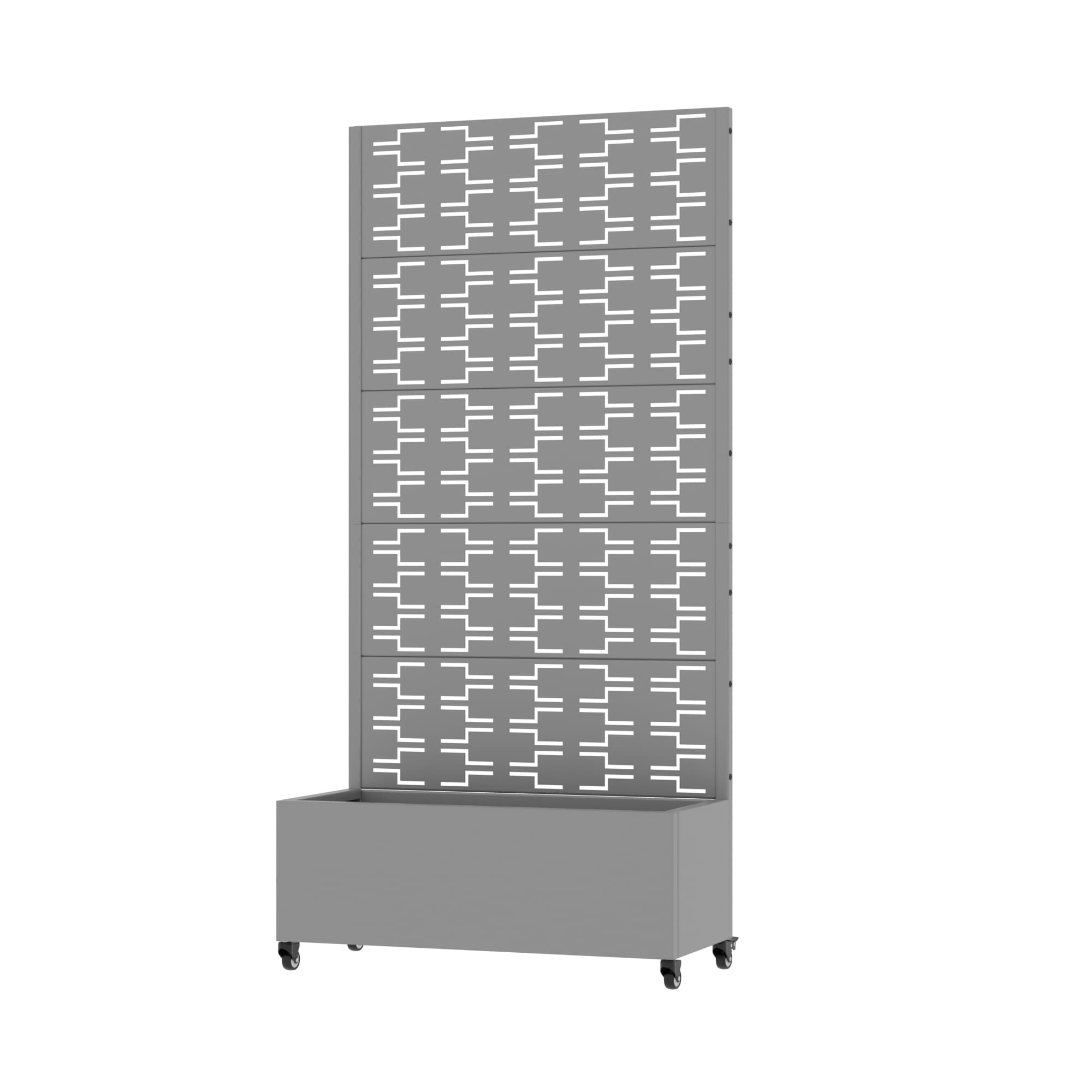 Gray 72 x 35 inch Rectangular Metal Outdoor Raised Planter Boxes with Climbing Frame Brick Shaped