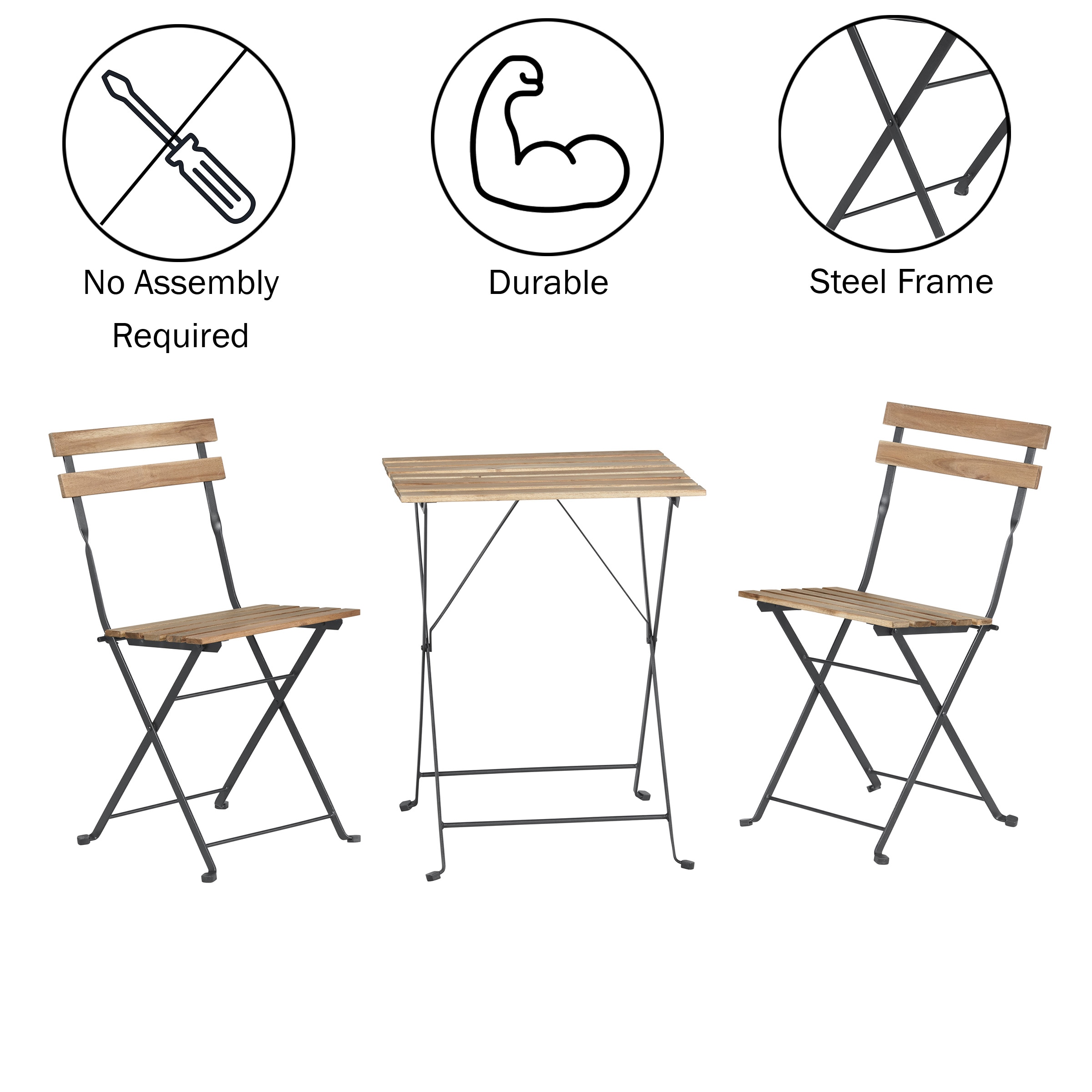 Lavish Home 80-OUTD-BISTRO-BR Folding-Furniture-Sets - View #2