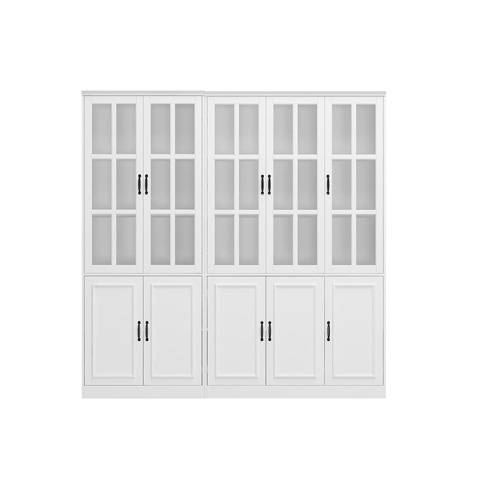Homsee V-KF020319+320 Elegant Bookcase with 10 Doors and Adjustable Shelves with Spacious Storage Cabinet for Living Room Dining Room Office