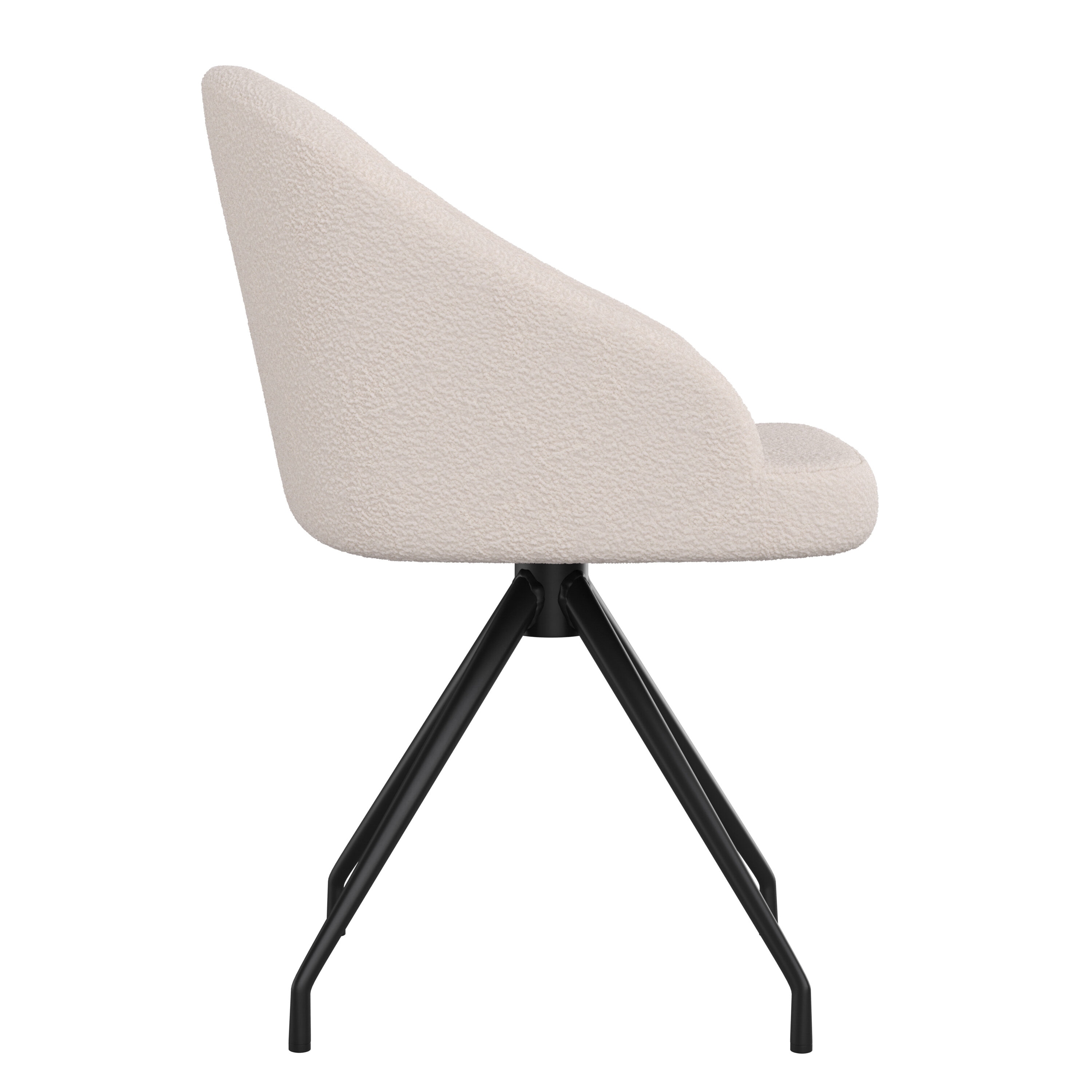 White Boucle Upholstered Office Chair with Oil Rubbed Bronze Frame