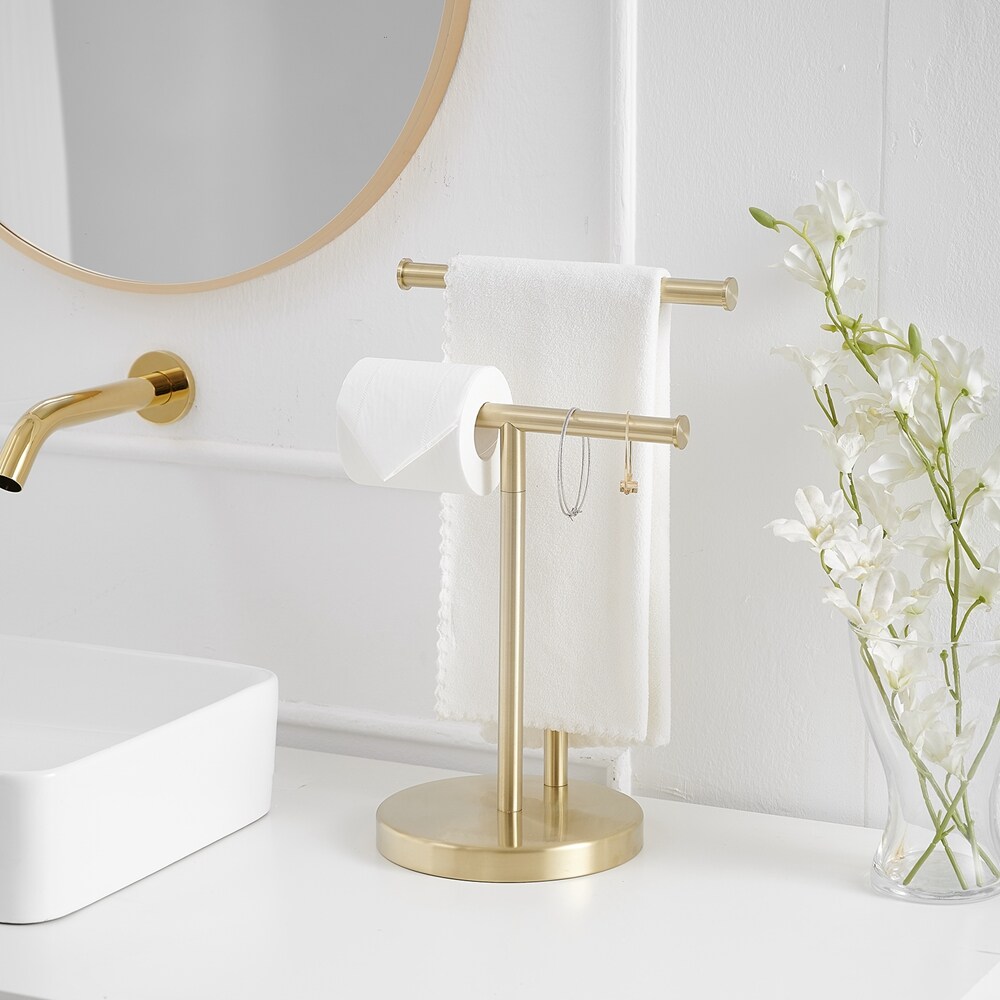 Brushed Gold Toilet Paper Holder for Bathroom, Double Post