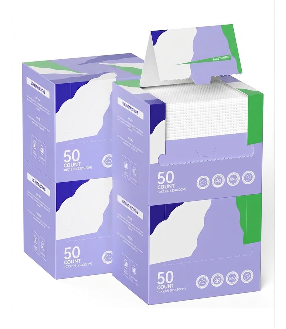 Misopily  Disposable Face Towels XL 10 x 12 Soft Dry Wipes for Makeup Remover Facial Cleansing Skin Care Thick Plant Fiber 50 Count 4 Pack