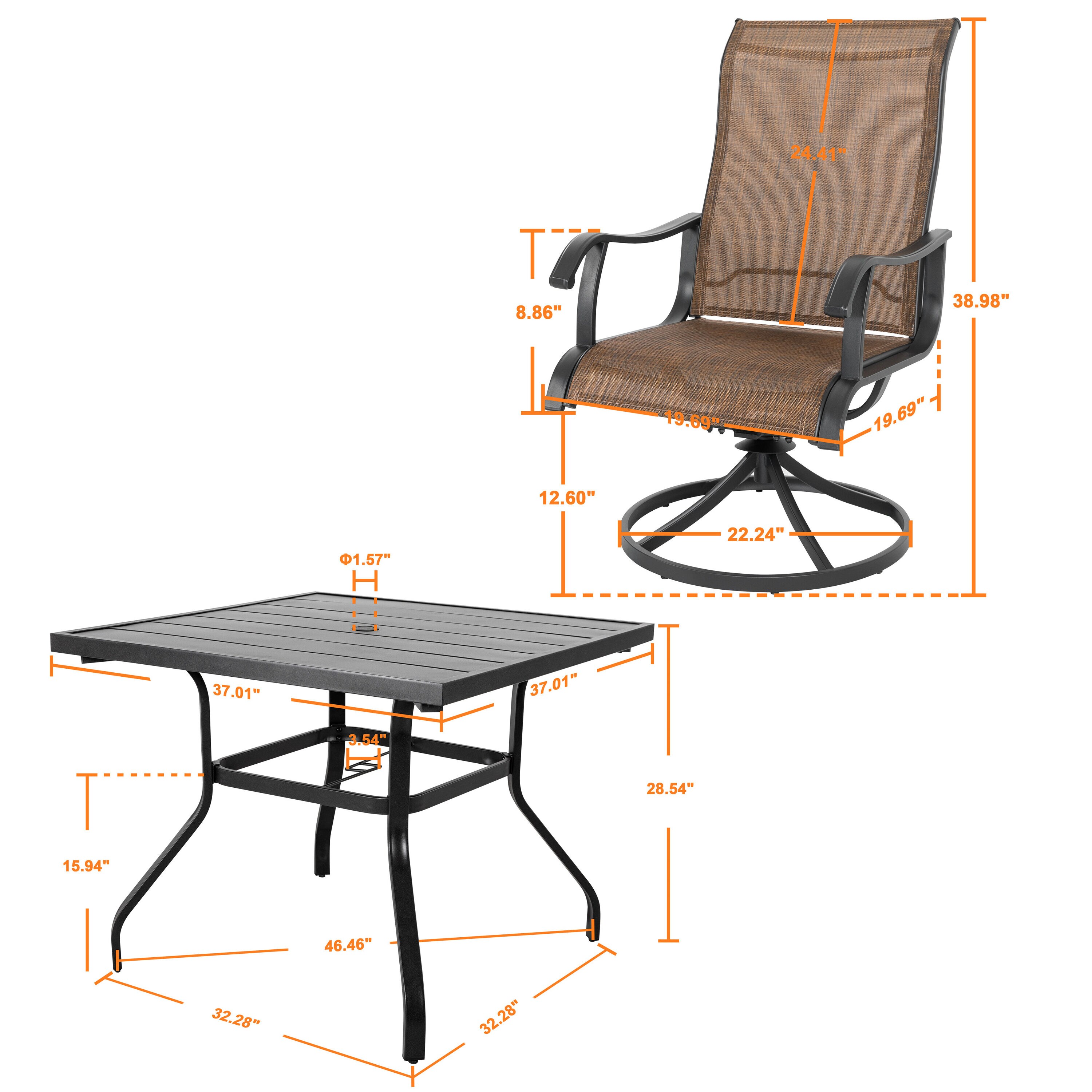 Nuu Garden SD006S-T2BK-LS Patio-Dining-Sets - View #4