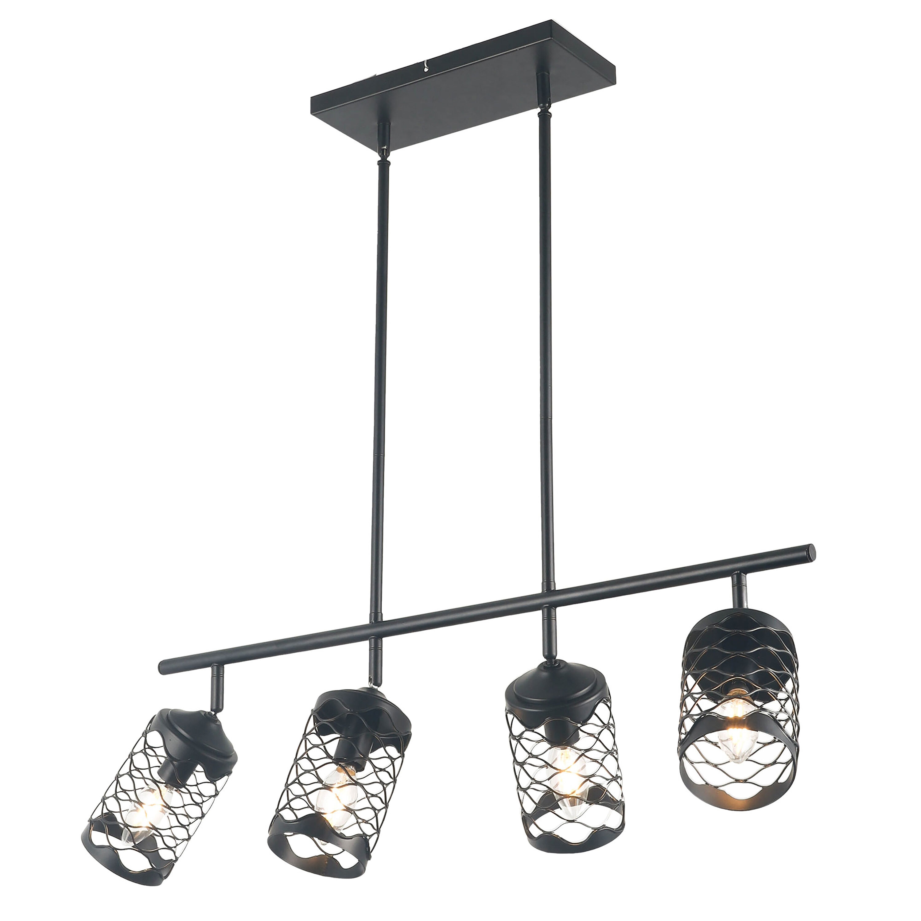 Cusp Barn CUSP082 Chandelier 4 -Light Matte Black Industrial Cage For Use in Bedrooms, Dining Rooms, Foyers, Kitchens, Living Rooms Chandelier