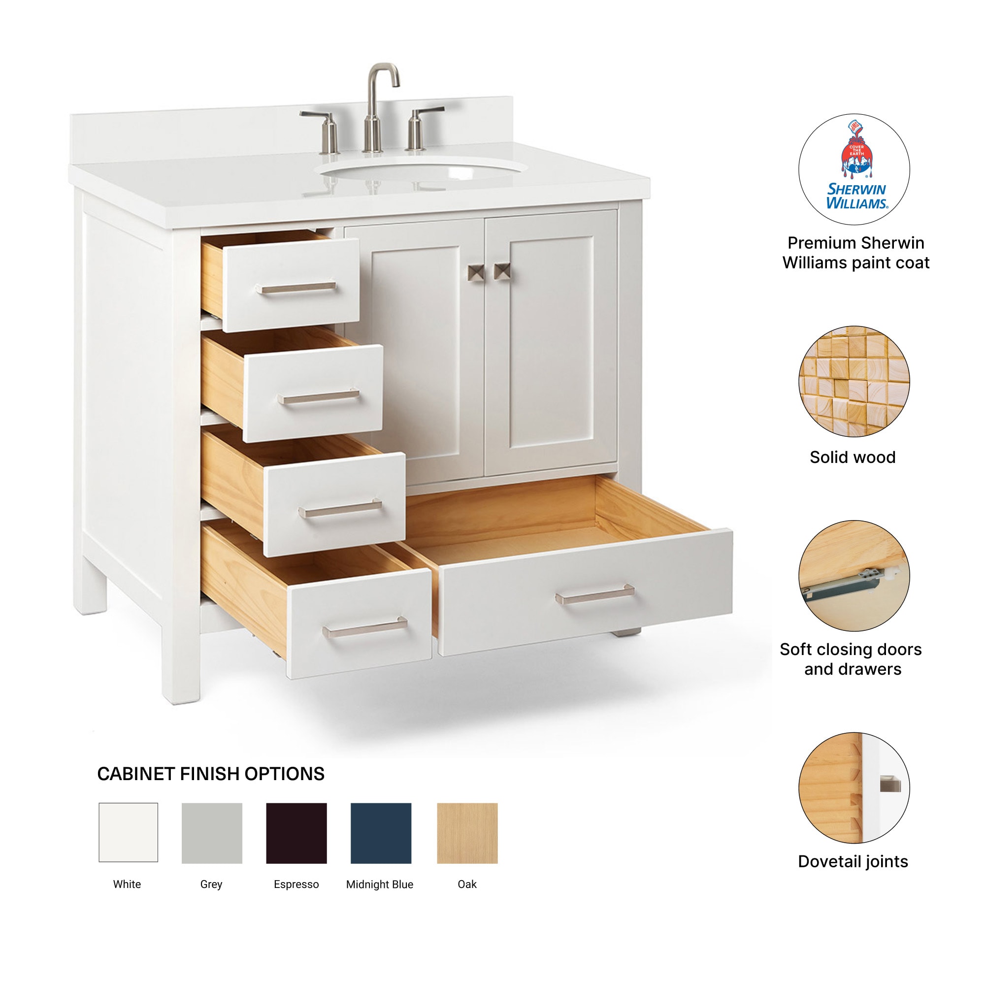 ARIEL A037SRWQOVOWHT Bath-Vanity-Combo - View #4