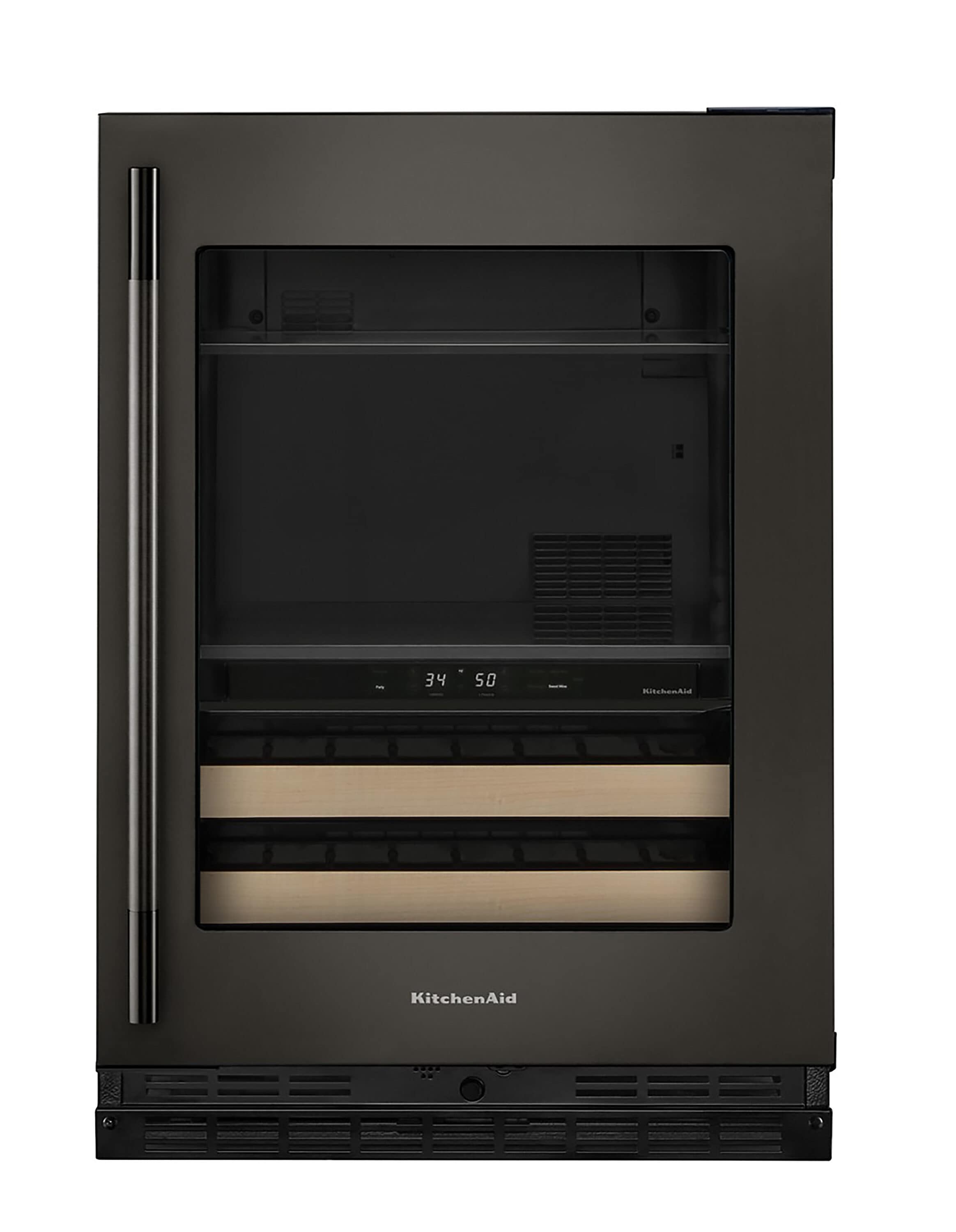 KitchenAid KUBR524SBE 24-in W 14 -Can Capacity Black Ore Undercounter Indoor Beverage Refrigerator with Glass Door