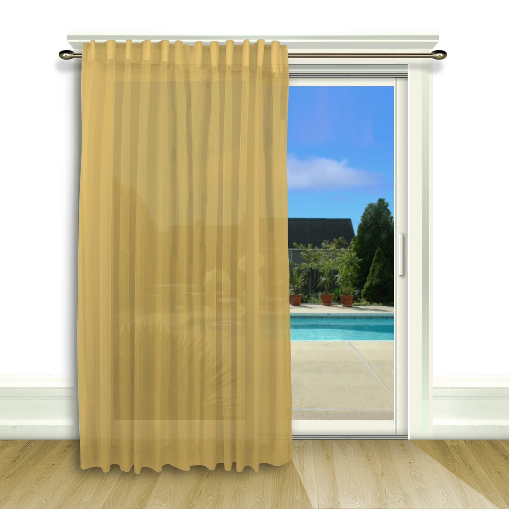 Ricardo Trading 02900-57-484-05 84-Inches Butterscoth Semi-sheer Back tab Single curtain panel