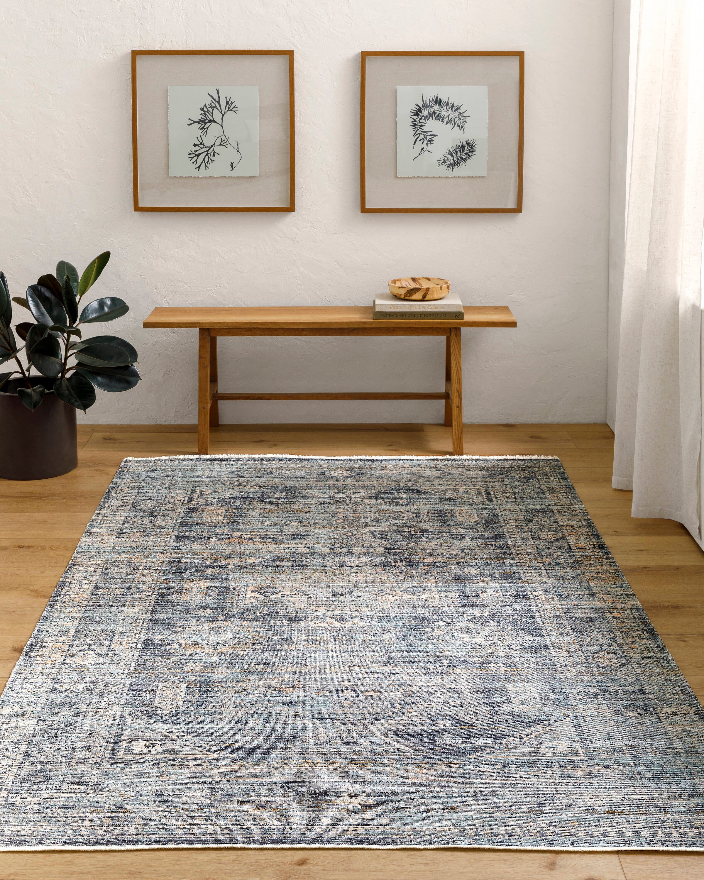 Livabliss BOMG2301-71010 Becki Owens Margaret 7 x 10 (ft) Polyester Black, Blue, Taupe, Charcoal, Gray Rectangular Indoor/Outdoor Medallion Machine washable Area rug