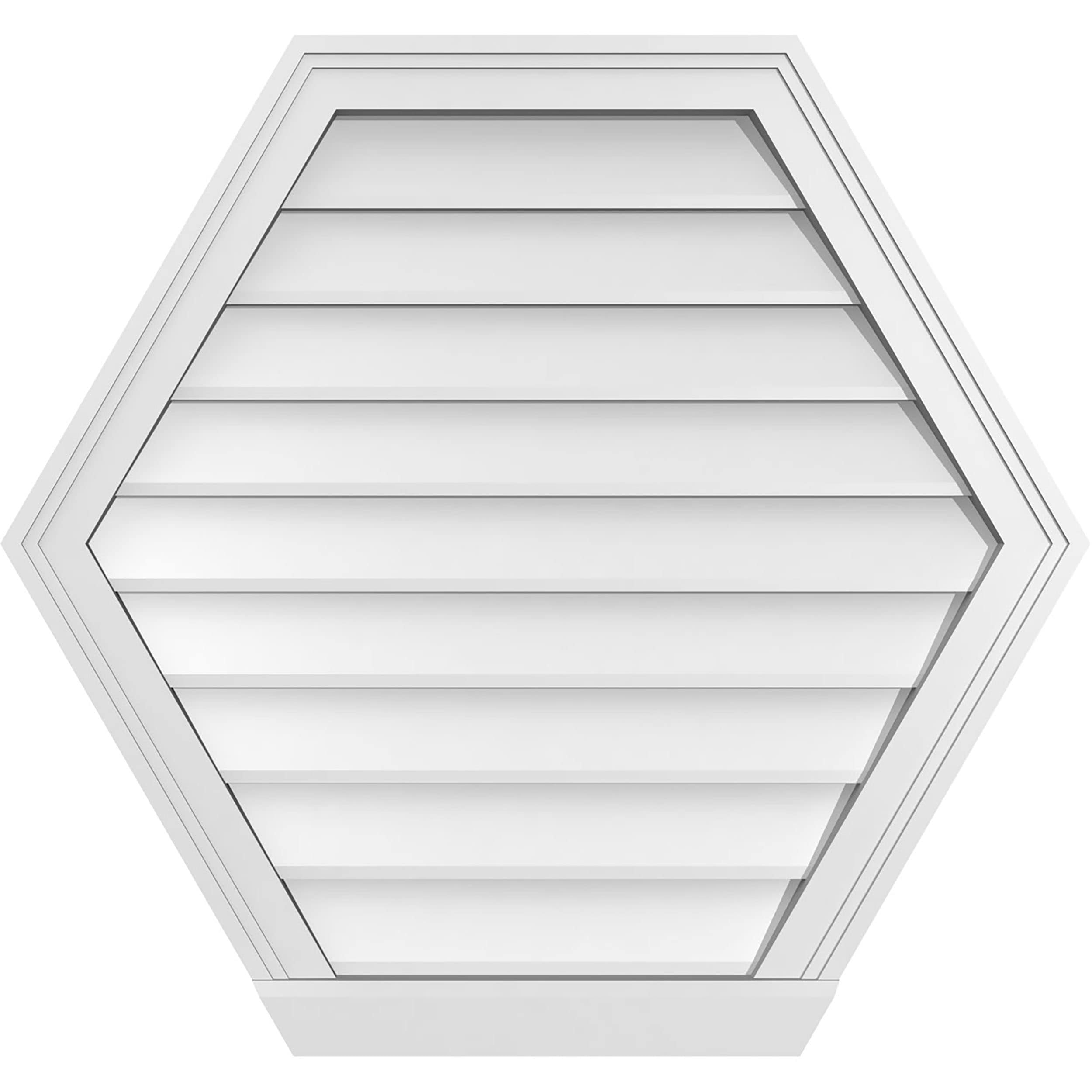 Ekena Millwork GVPHP30X2803SN 30-Inches x 28-Inches Off-white Peaked PVC Gable Louver Vent