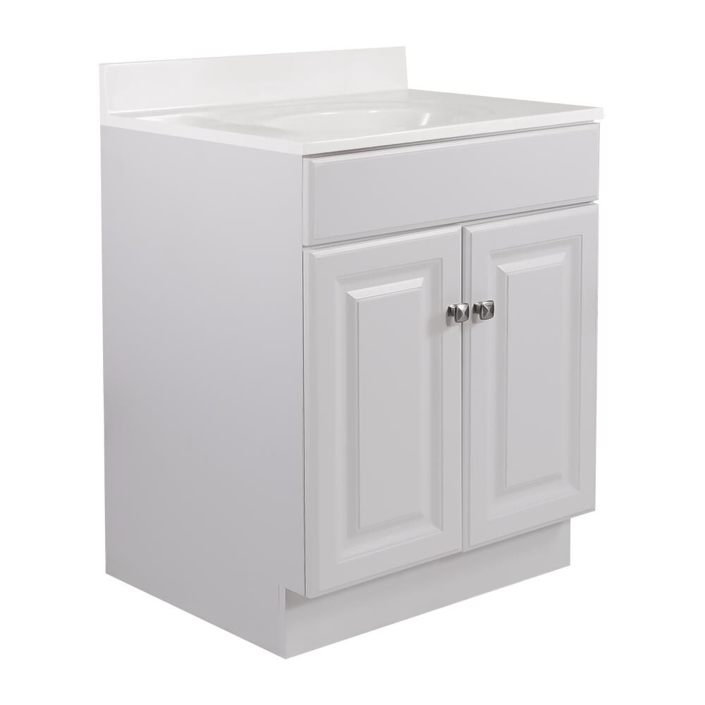 Design House 591164 Wyndham 24-in White Single Sink Bathroom Vanity with White On White Cultured Marble Top