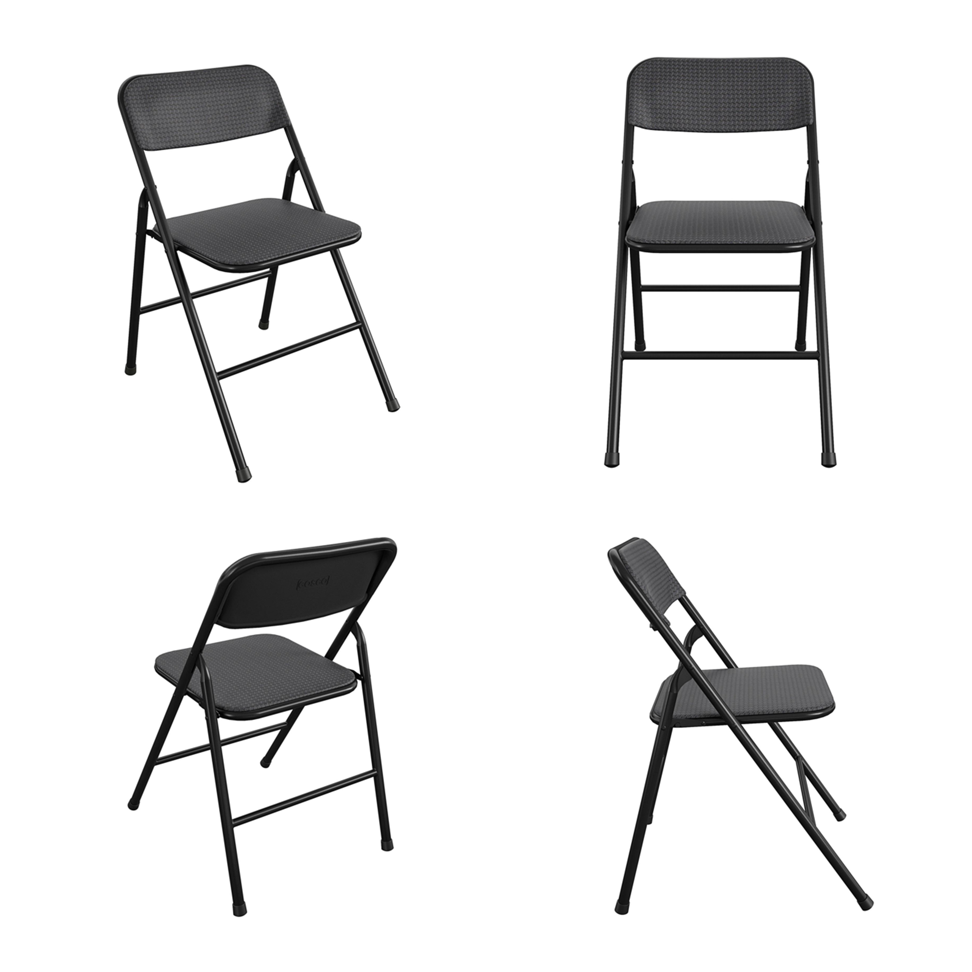 Black 5-Piece Folding Dining Set with Vinyl Table