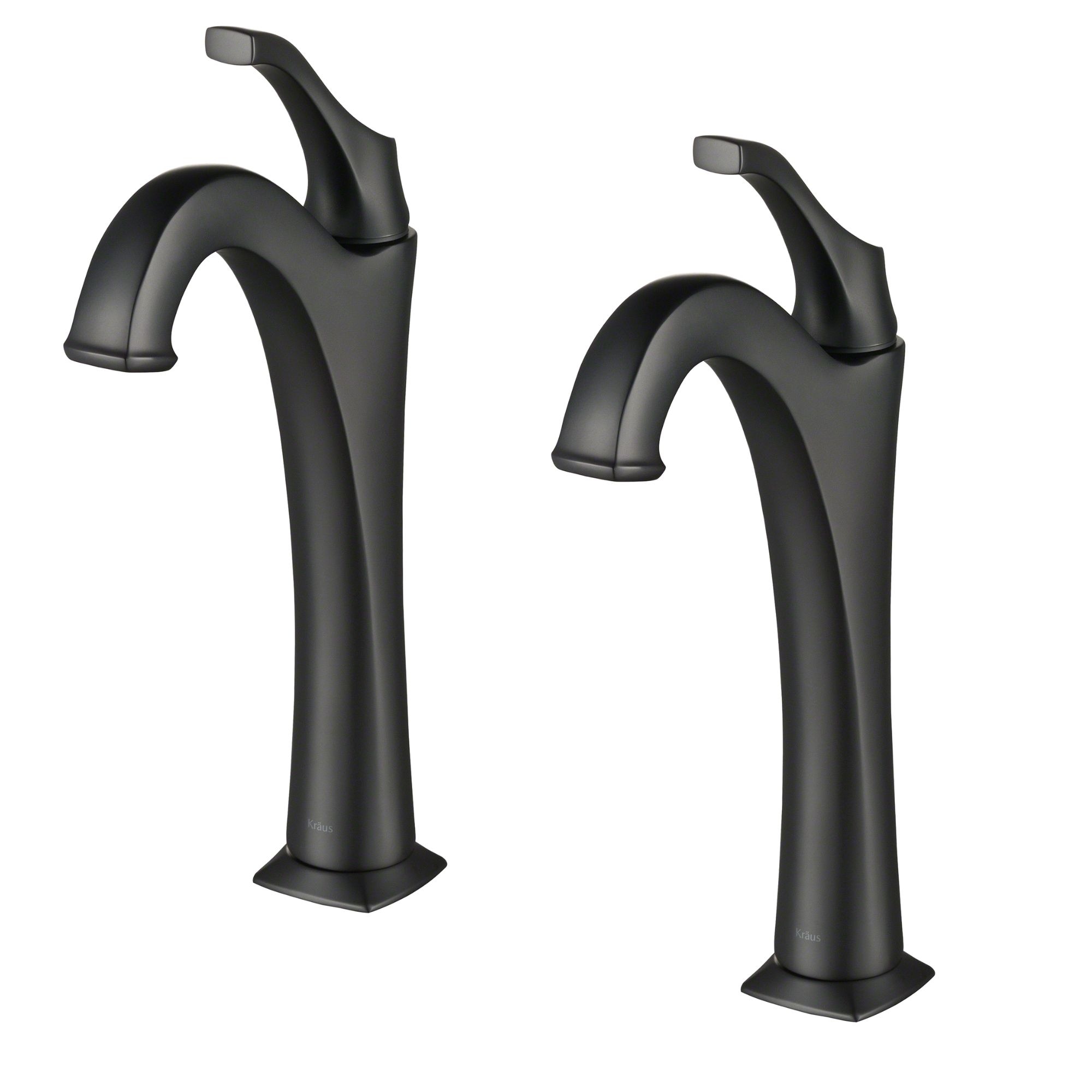 Kraus KVF-1200MB-2PK Arlo Matte Black Single hole 1-handle WaterSense Mid-arc Commercial/Residential Handle Bathroom Sink Faucet with Drain 2 -Pack