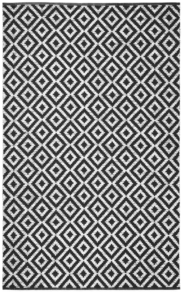 Safavieh MTK613A-5 Montauk Kare 5 x 8 (ft) Cotton Black/Ivory Rectangular Indoor Geometric Coastal Area rug