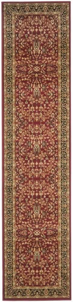 Safavieh LNH214A-216 Lyndhurst Isphahan 2 x 16 (ft) Loomed Polypropylene Red/Black Rectangular Indoor Floral/Botanical Oriental Runner rug