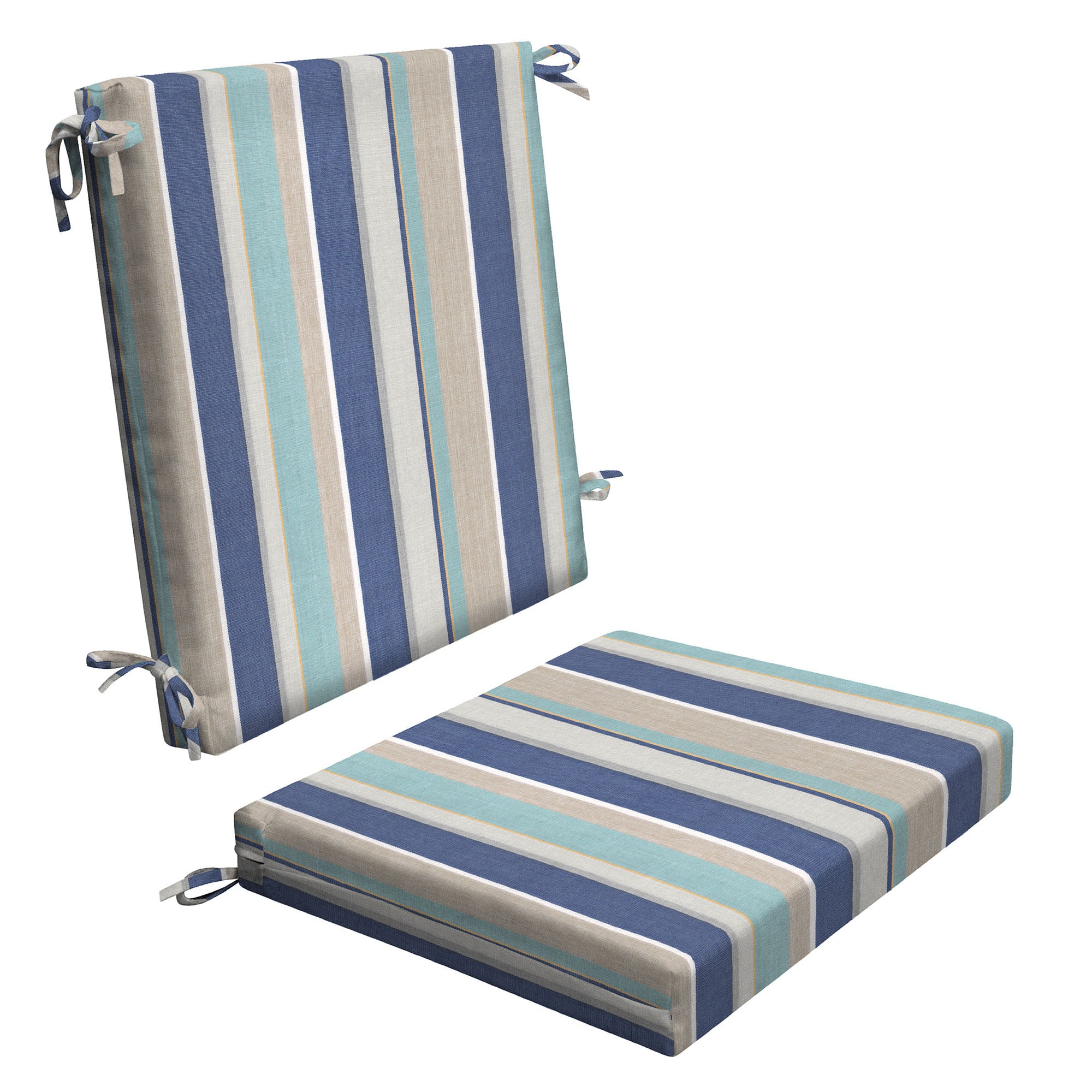 3i Products 21107S-101A174 17-in x 18.5-in Stripe Blue Beige Patio chair cushion