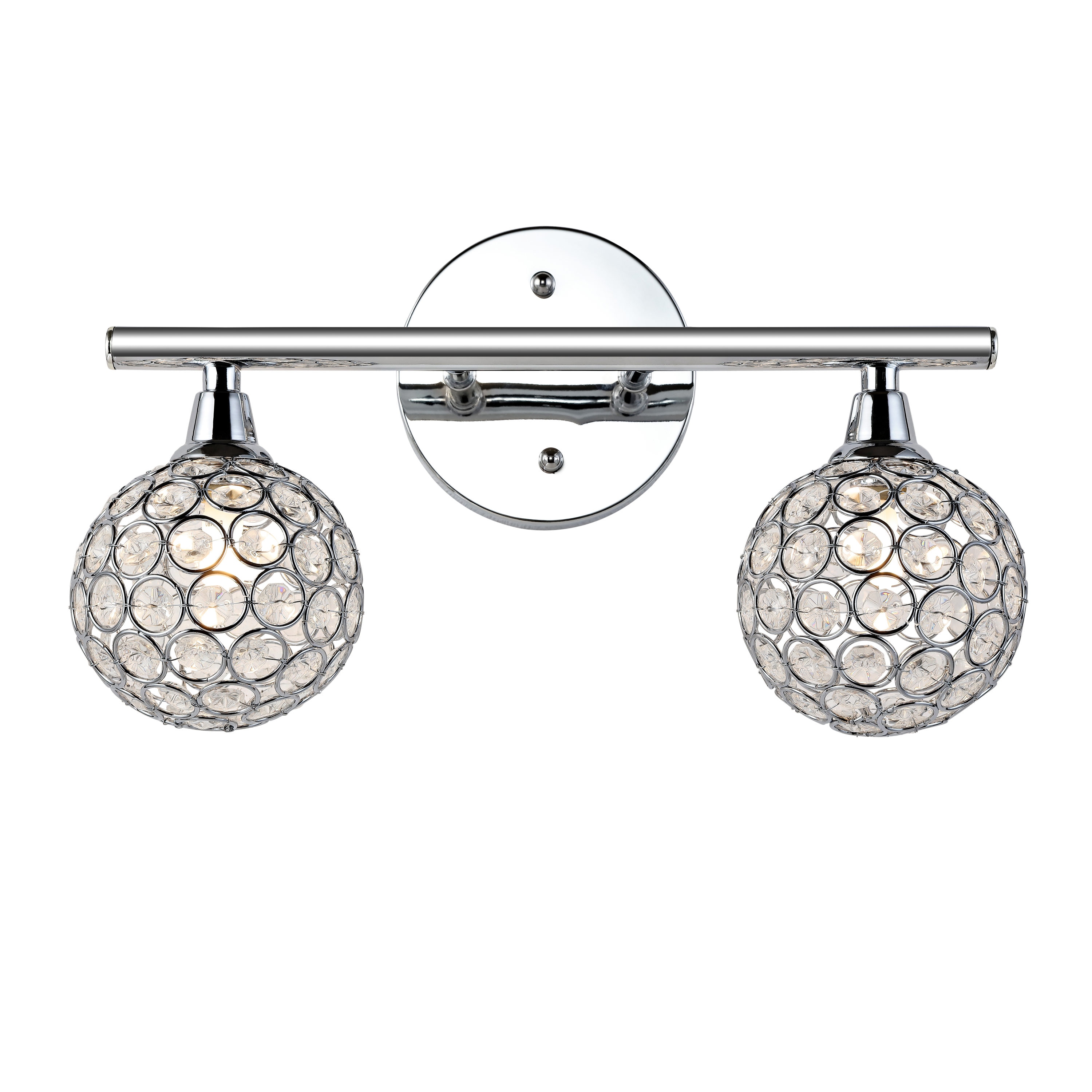Maeve 13" Chrome 2-Light Iron and Glass Vanity Light