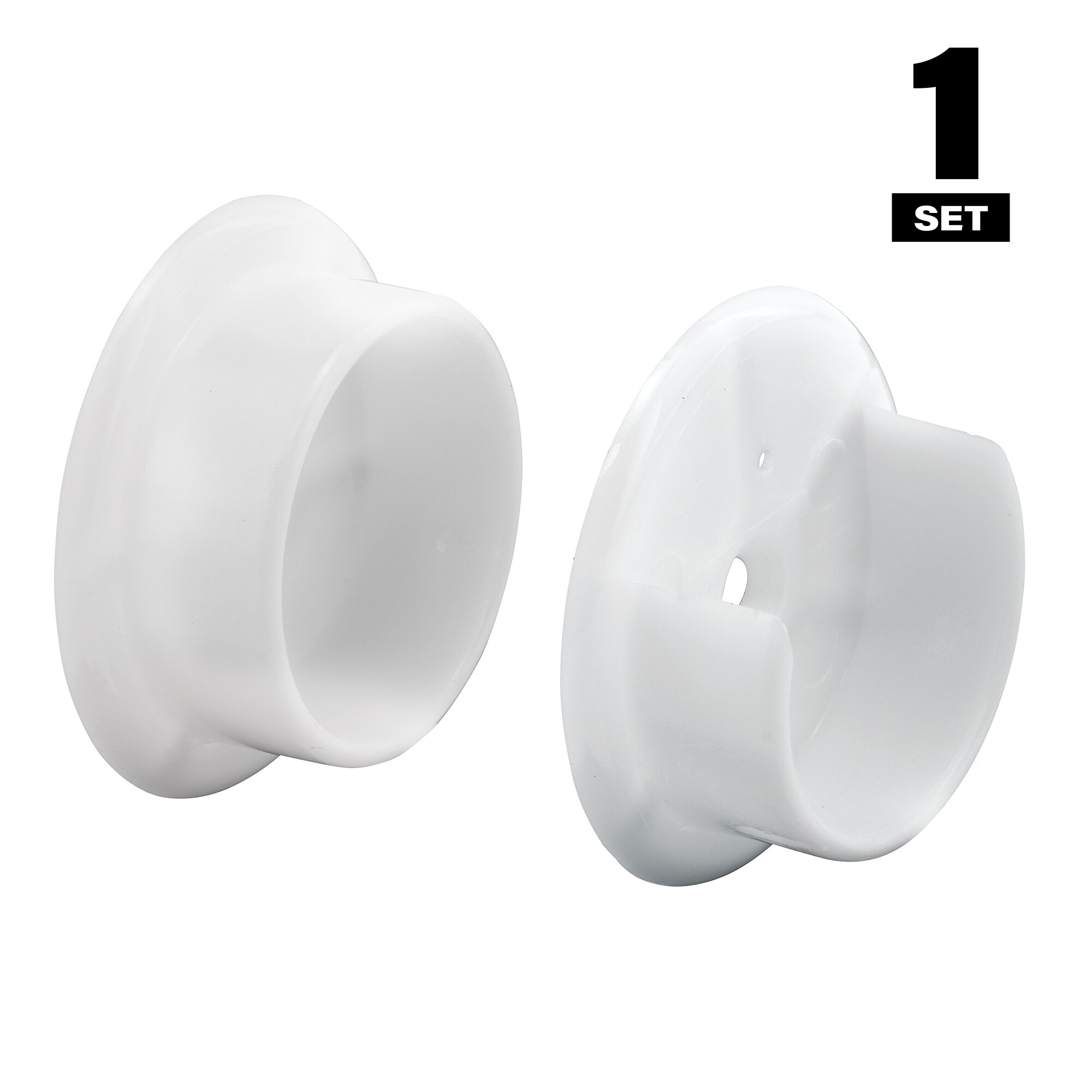 White Plastic Closet Pole Sockets for 1-3/8 Inch Rods