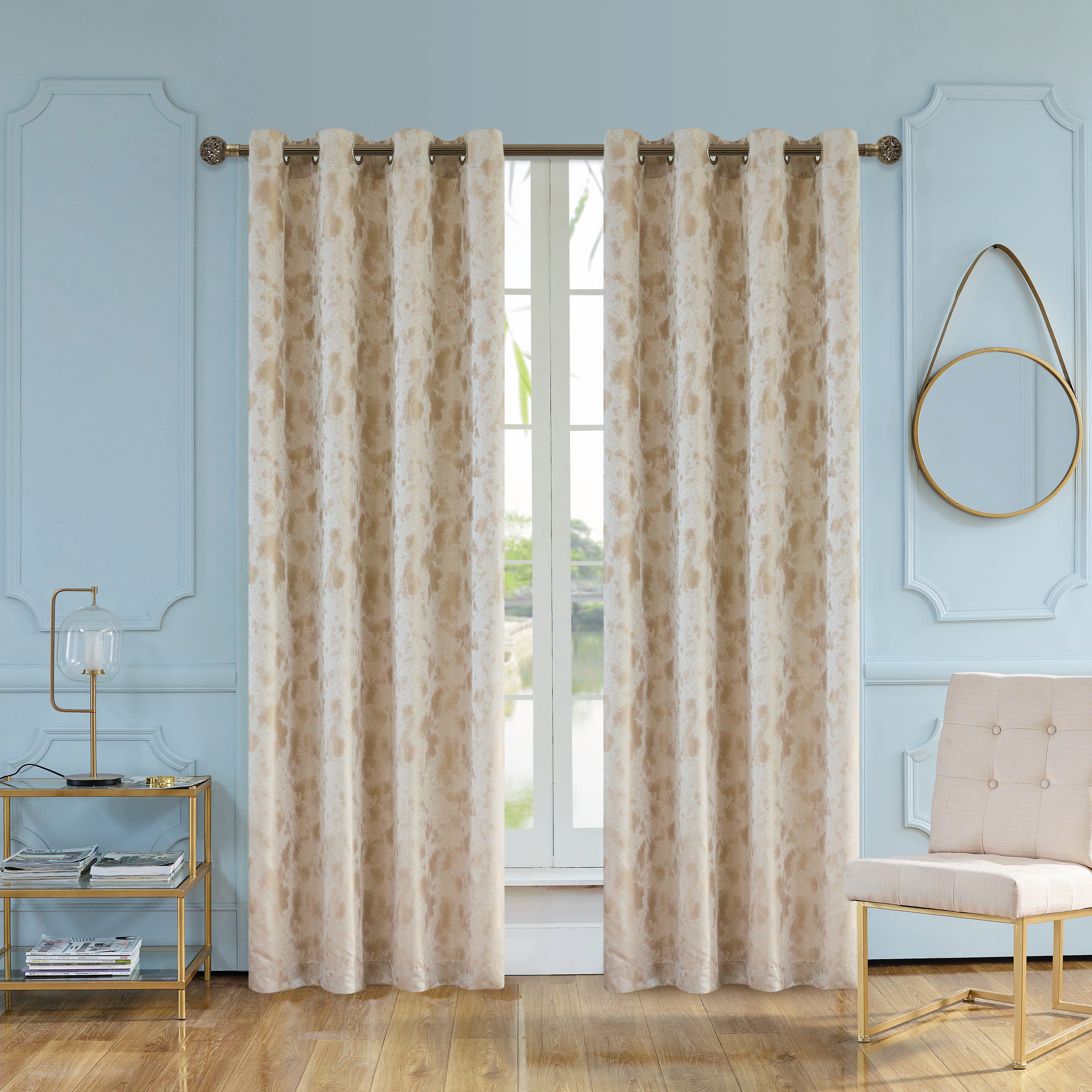  SKYE-84-BG 84-Inches Beige Ombre Room darkening Grommet Single curtain panel