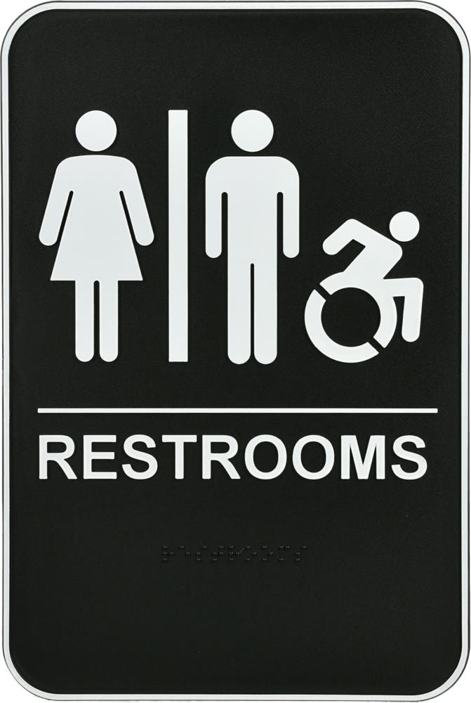 ComplianceSigns Men 10 x 7 with English Women PVC Restroom Signs Set ... 