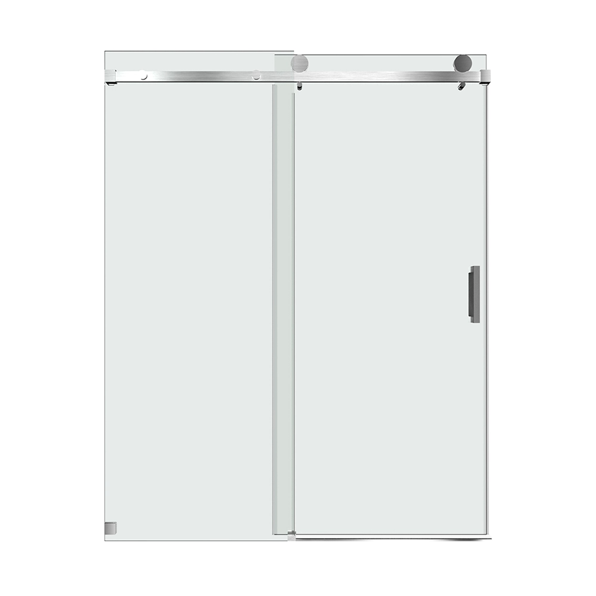 WELLFOR CV-SS05-6076BR Trackless Sliding Shower Door Brushed Nickel 56-in to 60-in x 76-in Frameless Bypass Sliding Shower Door