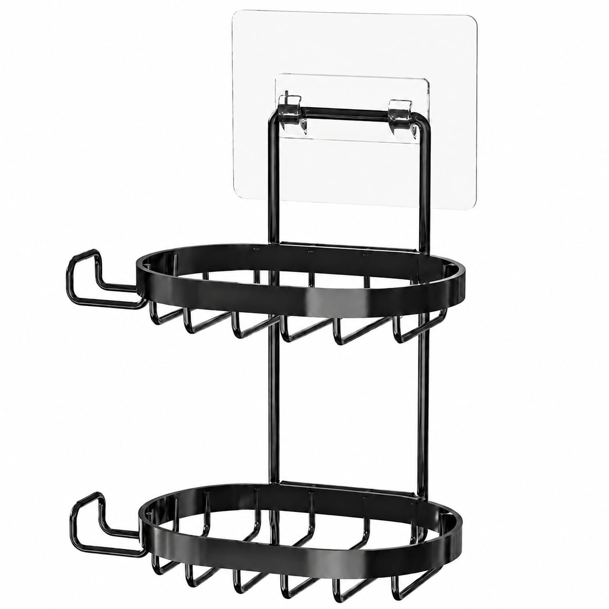 Aoibox  2 Tier Wall Mount Soap Dish Holder with Hooks and Shampoo Bar Caddy 304 Stainless Steel Bathroom Black
