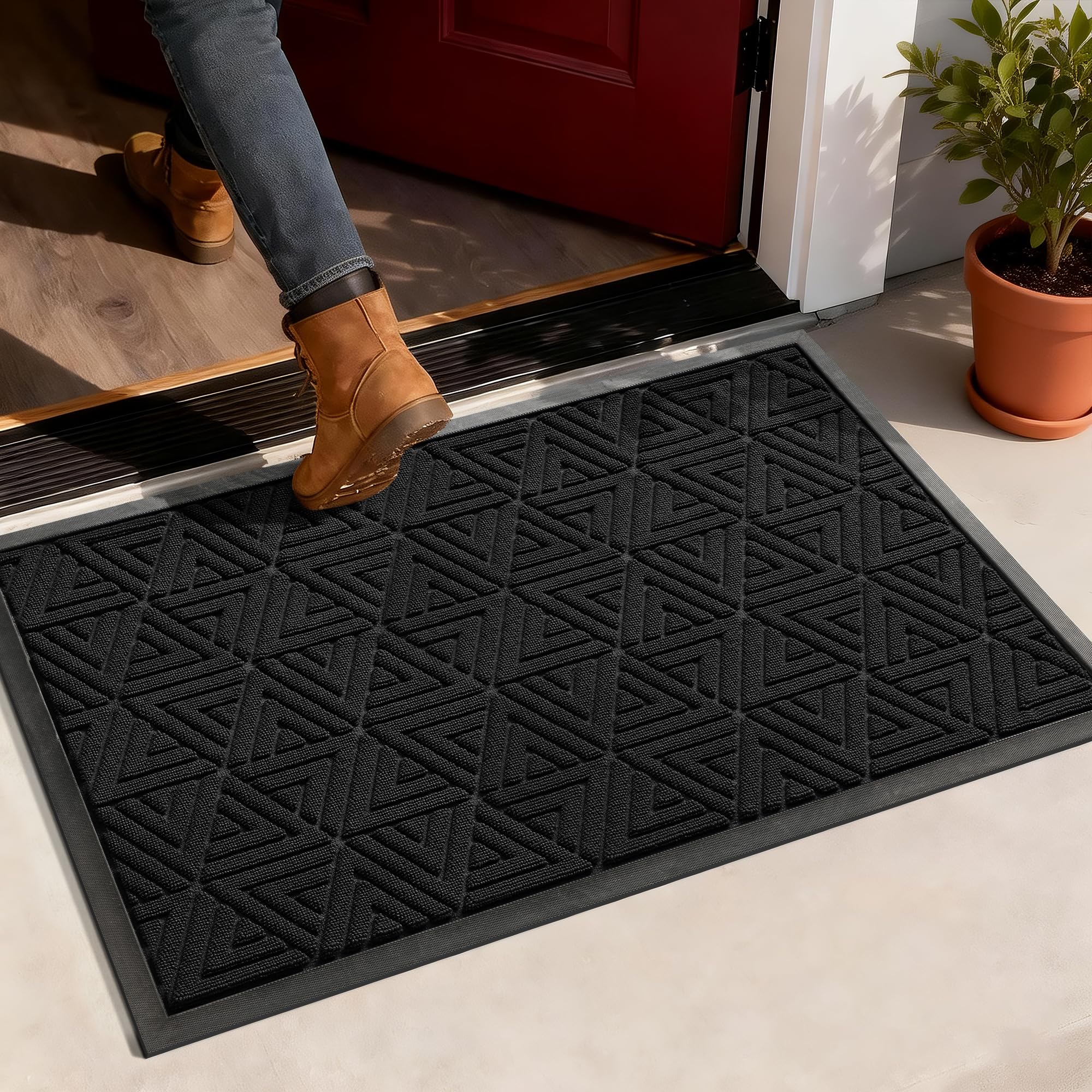 SenQWFa Large Door Mat 36x24 All Weather Waterproof Non Slip