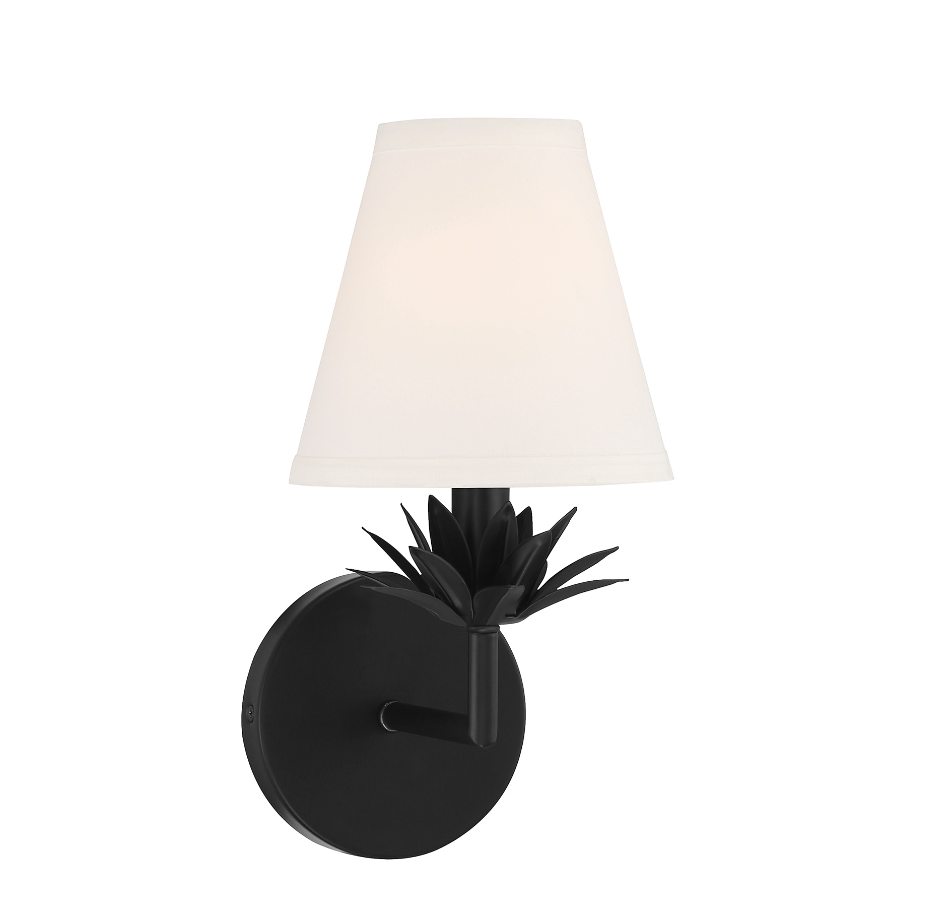 Rosalie Floral Bobeche Matte Black Outdoor Wall Sconce