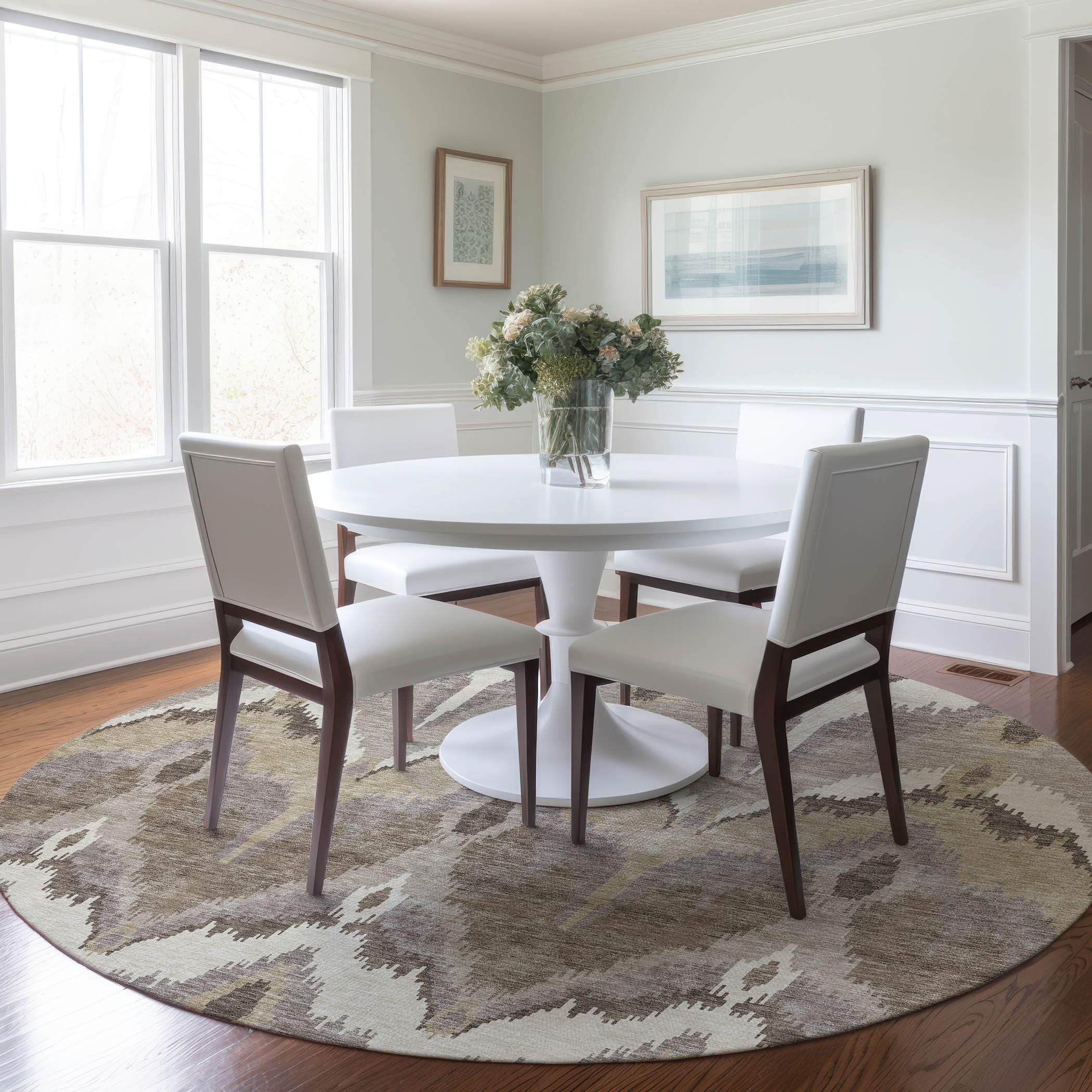 Addison Rugs ACN743BG8RO Chantille ACN743BG 8 x 8 (ft) Polyester Beige Round Indoor/Outdoor Geometric Machine washable Area rug