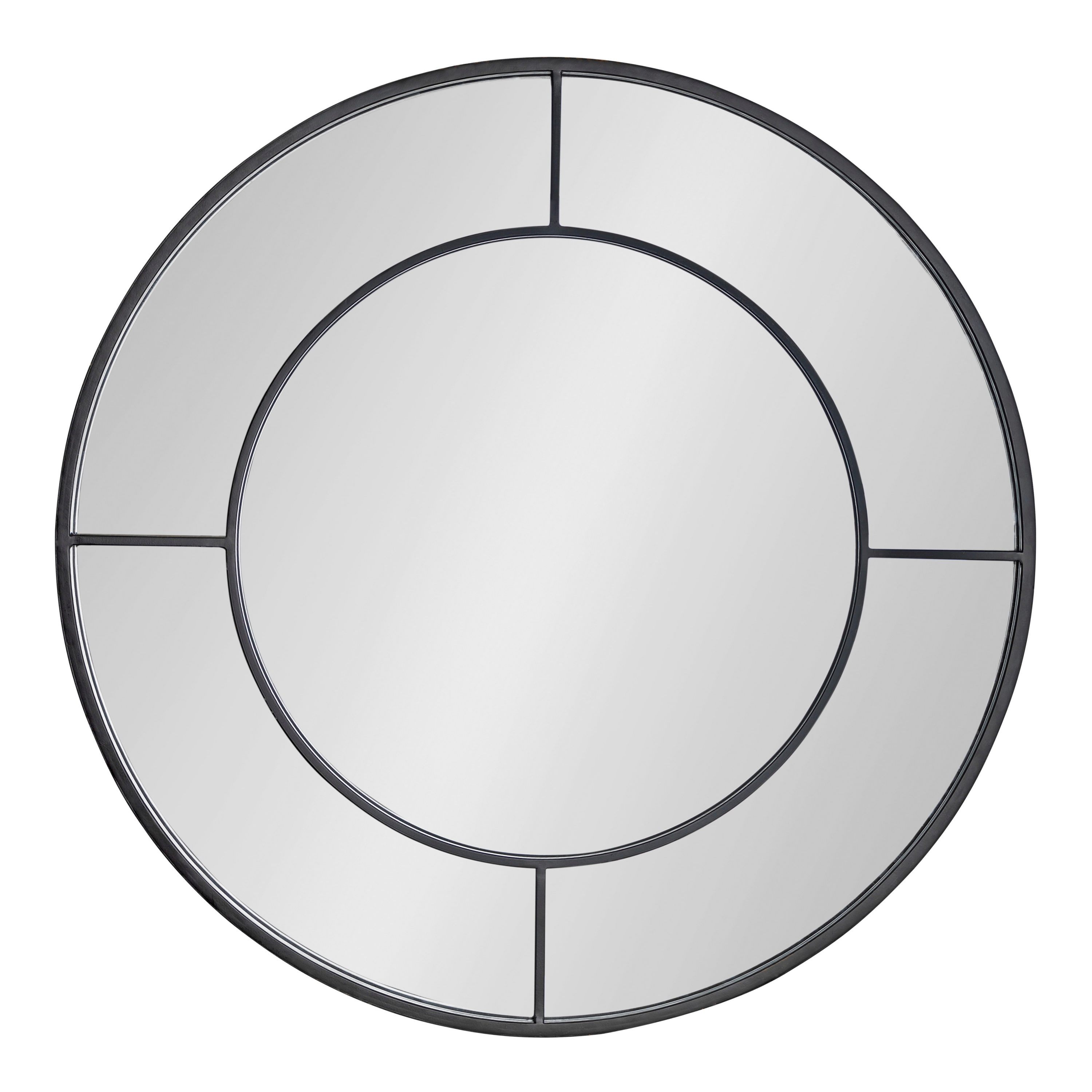 Kaveena 30" Round Black Metal Framed Wall Mirror