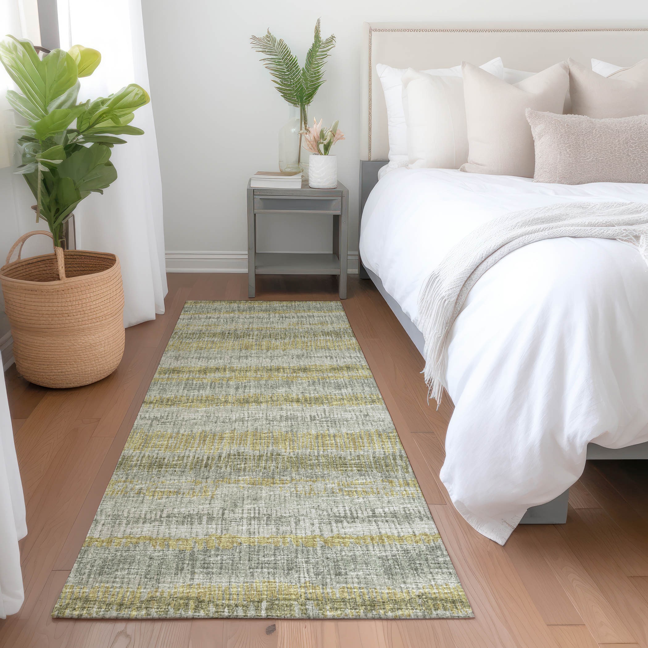 Addison Rugs AMF37SG2X8 Mayfield AMF37SG 2 x 7 (ft) Loomed Polyester Sage Rectangular Indoor Abstract Machine washable Runner rug