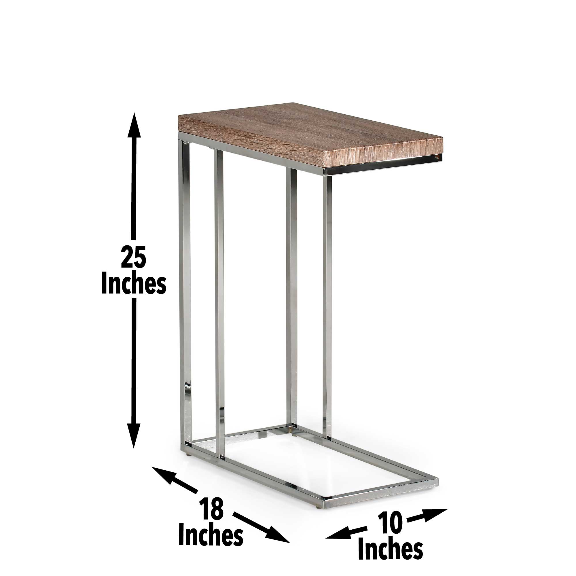 Lucia Rectangular Chrome and Wood Chairside End Table