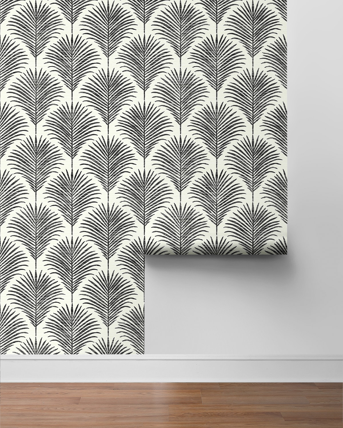 Inkwell & Off-White Vinyl Palm Leaf Peel and Stick Wallpaper