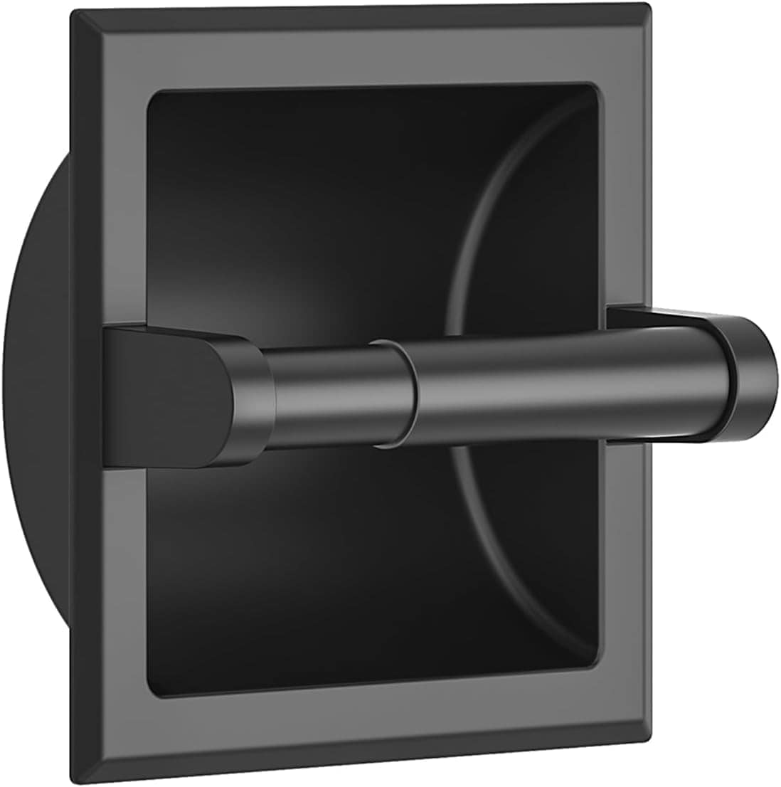 Aoibox  Recessed Stainless Steel Toilet Paper Holder Matte Black Wall Mount Space Saving 6 1 x 6 1 x 1 in Holder
