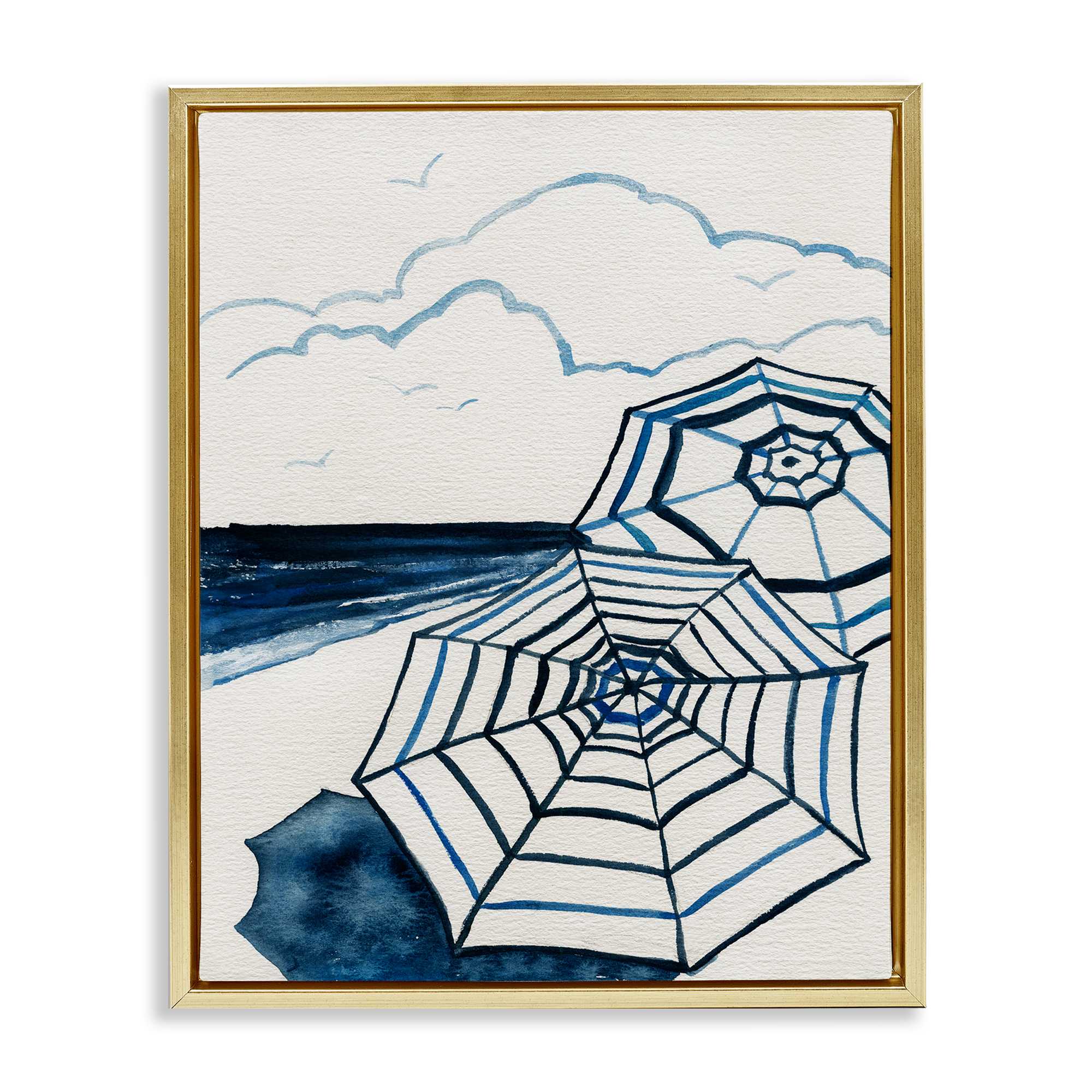 Stupell Industries BS-167-FFG-16X20 Umbrellas on Minimal Beach Floating Frame design by Carol Robinson