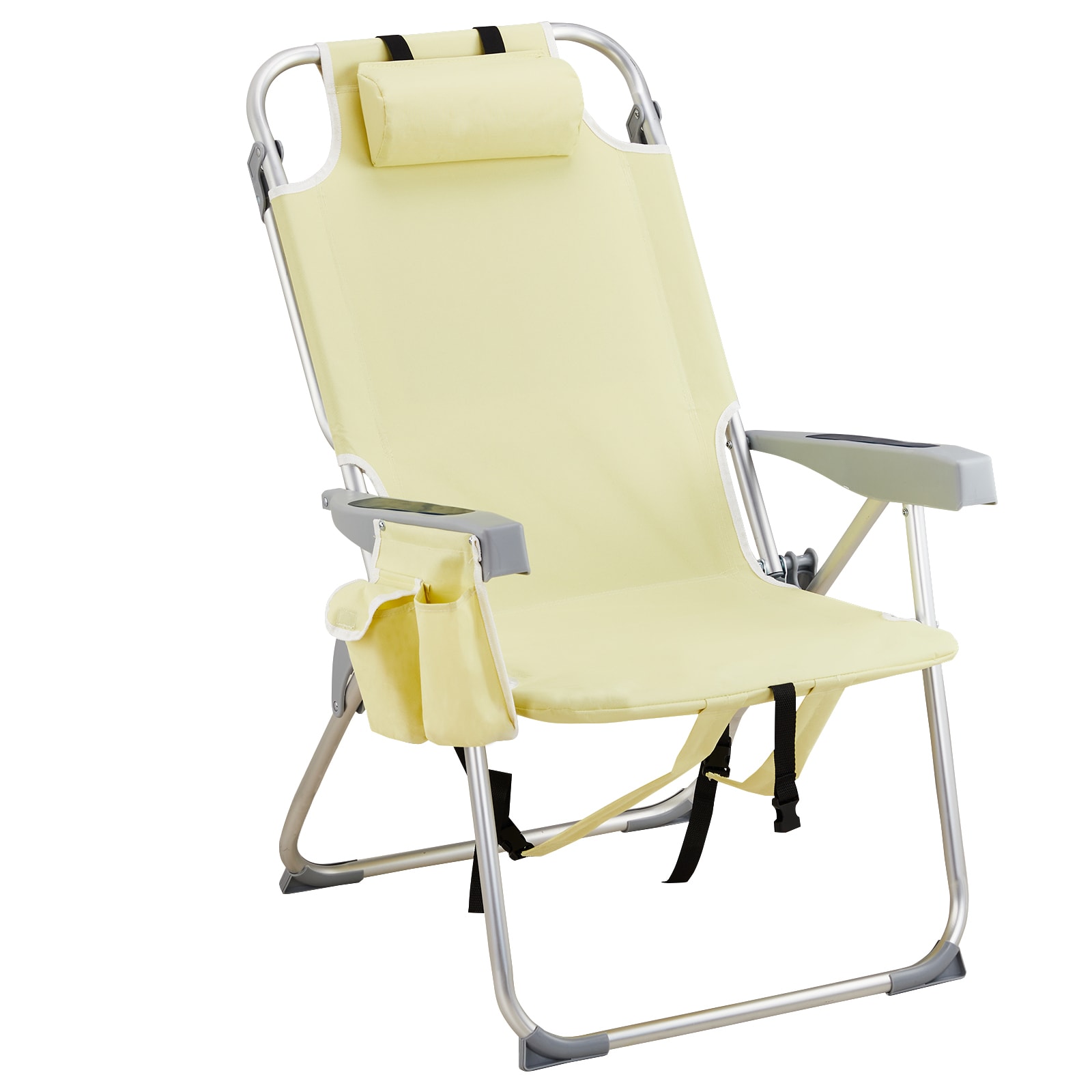 Winado LO1G58000553 Polyester Yellow Folding Beach chair Adjustable and Carrying Strap/Handle Included