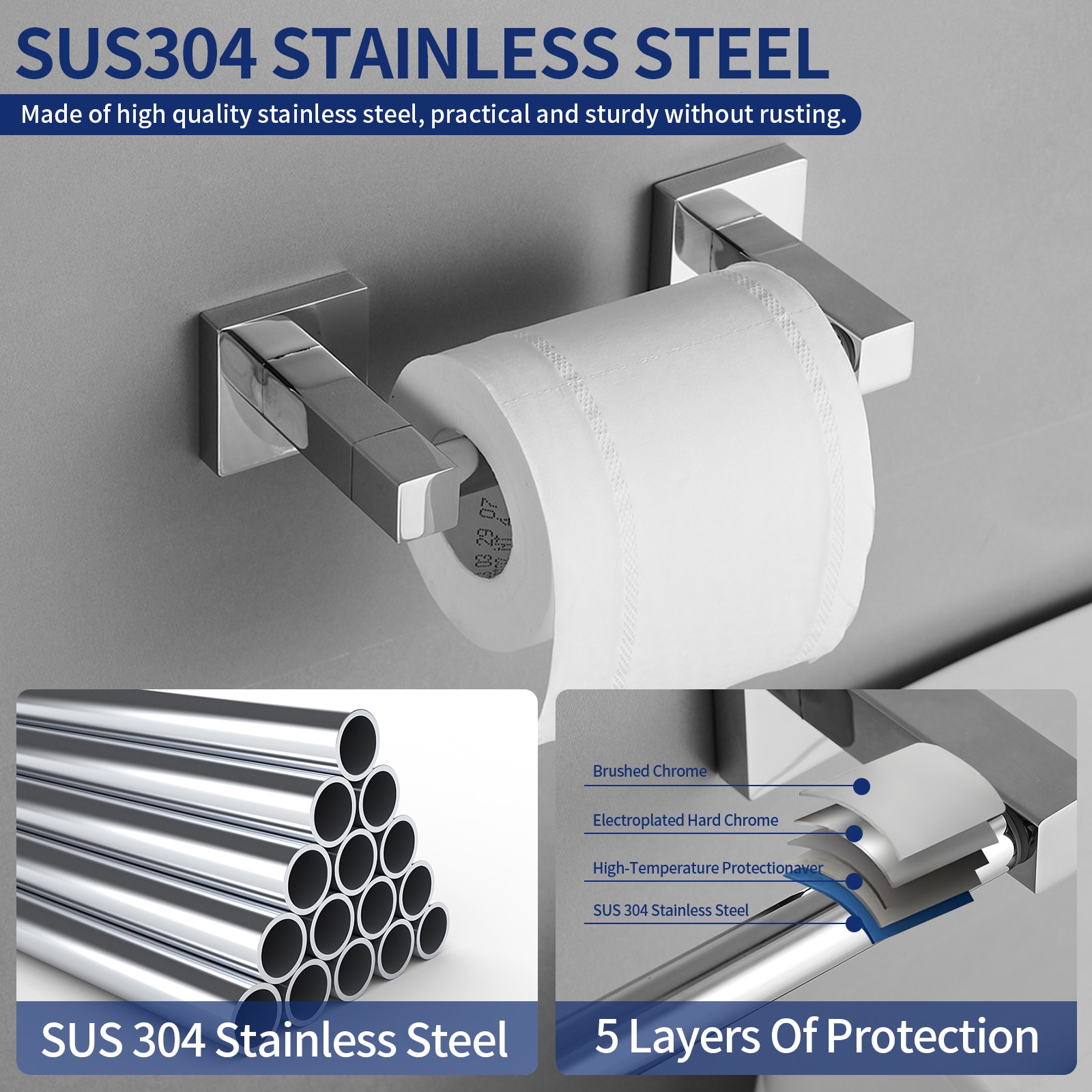 Polished Chrome Wall Mounted Double Post Toilet Paper Holder